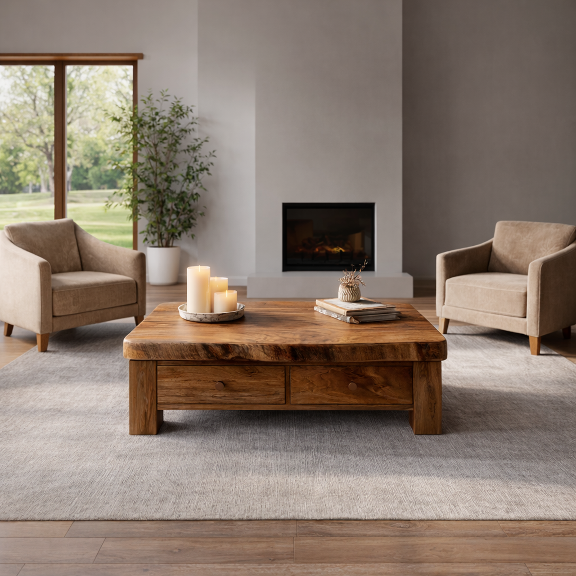 Heirloom Style Solid Wood Coffee Table Balanced Modern Living Room Interior SINLKICF316