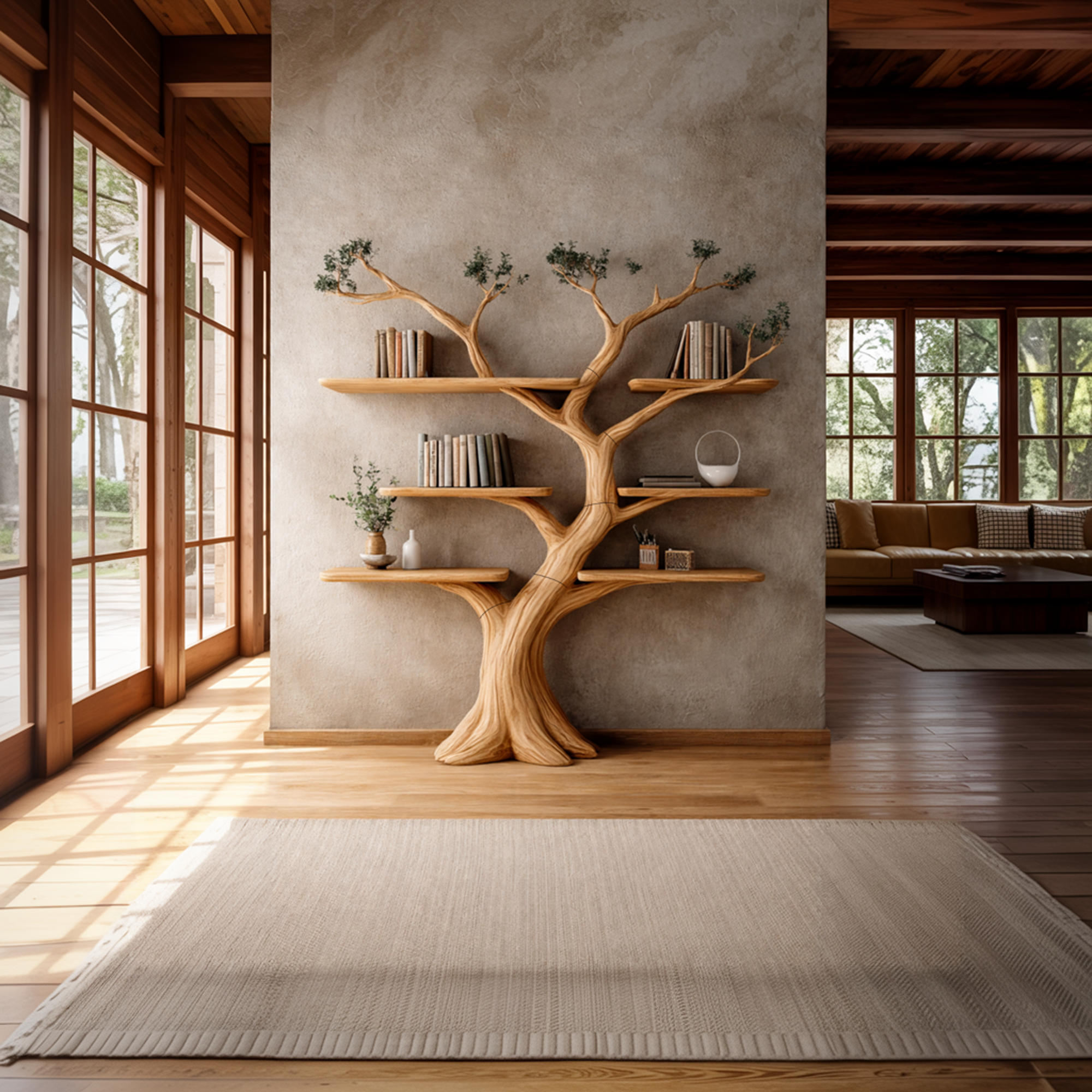 Organic Wooden Tree Bookcase Home Interior SINLKITB637