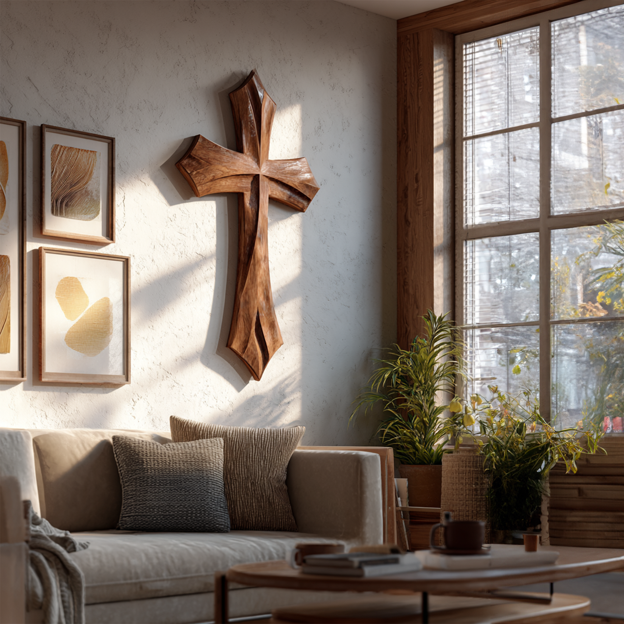 Rustic Wall Cross Reading Room Or Prayer Room SINLKIWD007