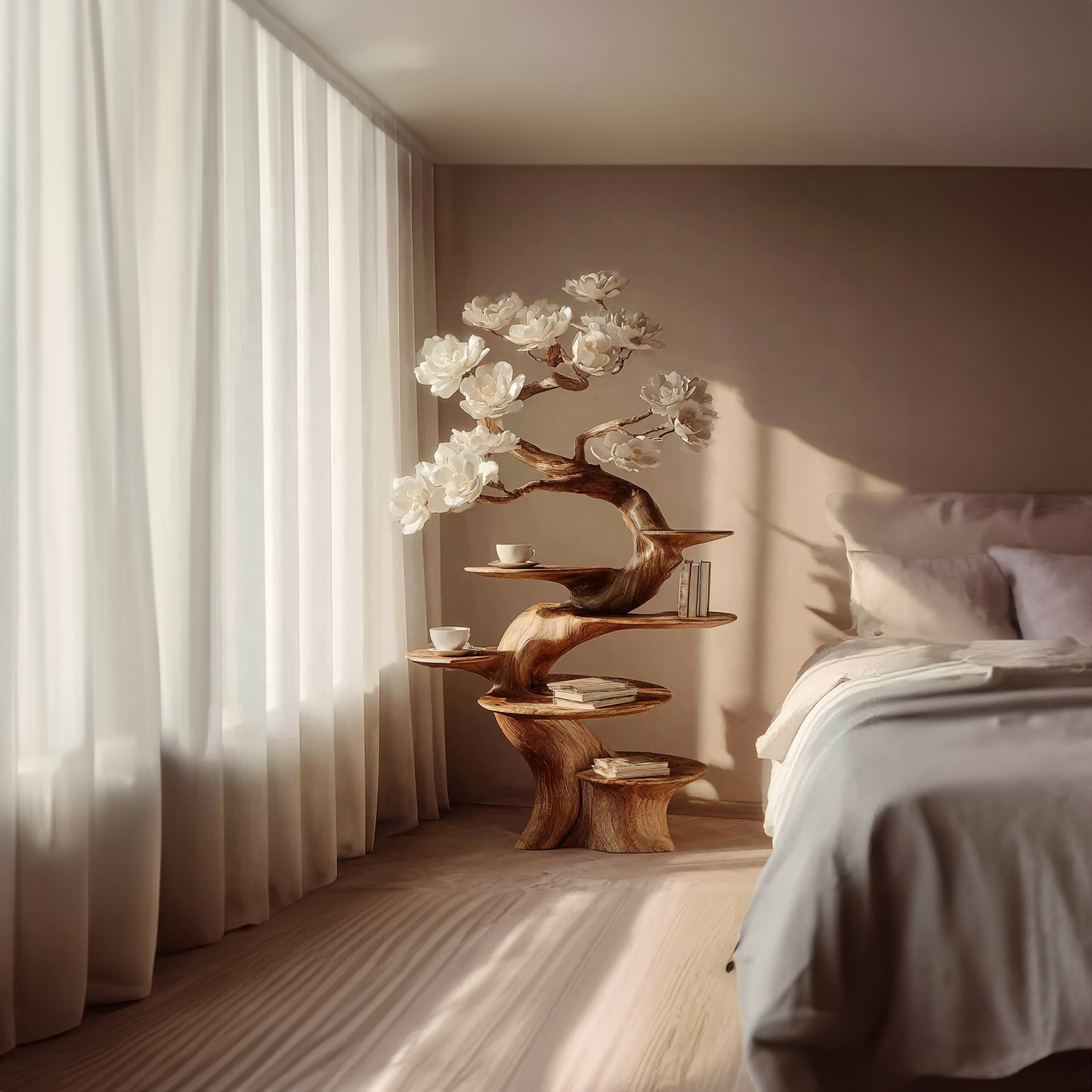 Organic Modern Sculptural Floor Display Shelf For Living Room SINLKIBT174