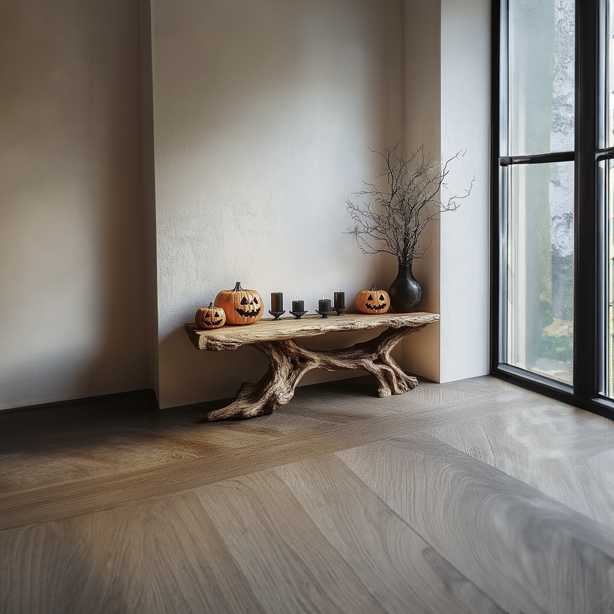 Rustic Entry Table Sculptural Tree Base Entryway Display SINLKICS328