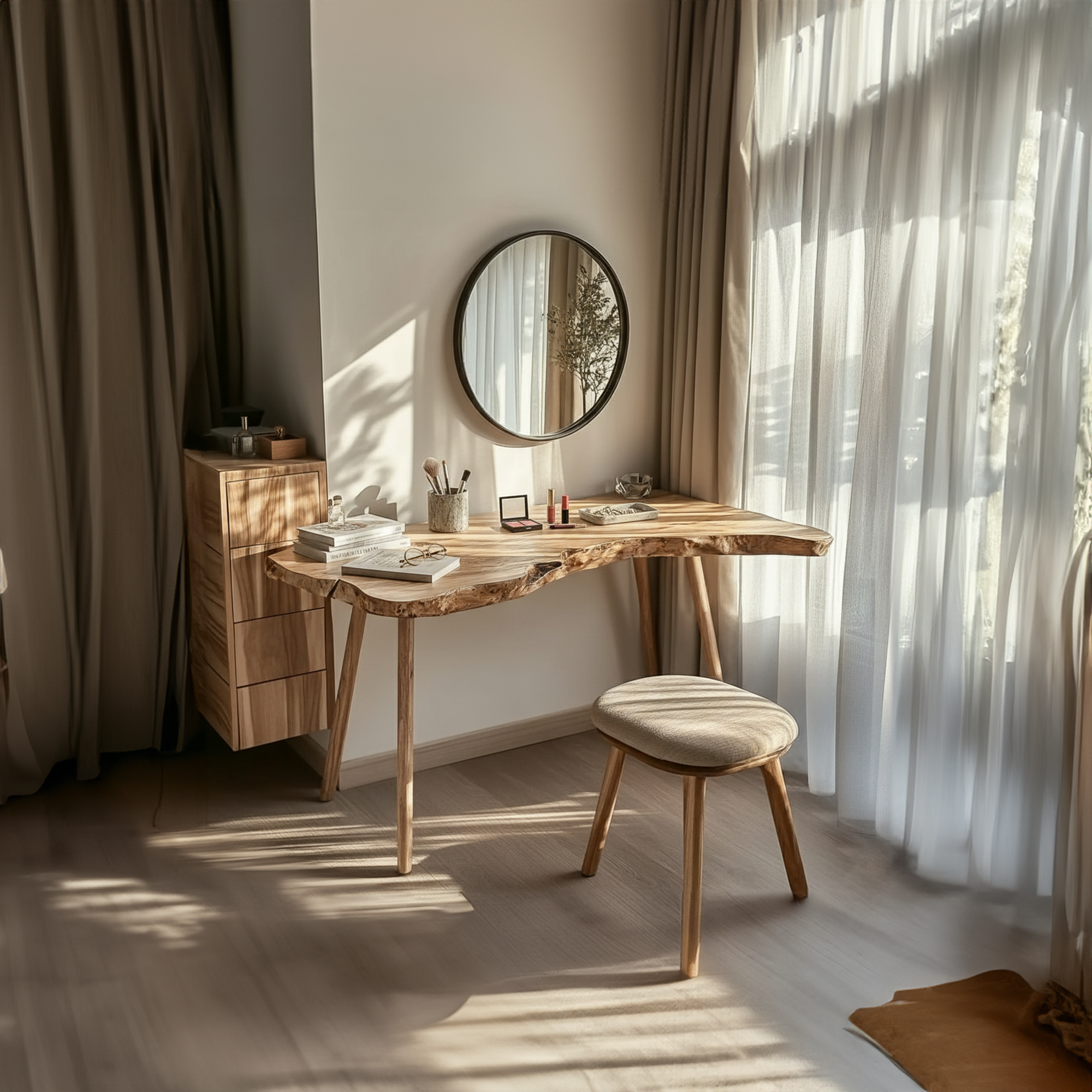 Scandinavian Natural Makeup Table Bedroom And Beauty Room SINLKIDK37