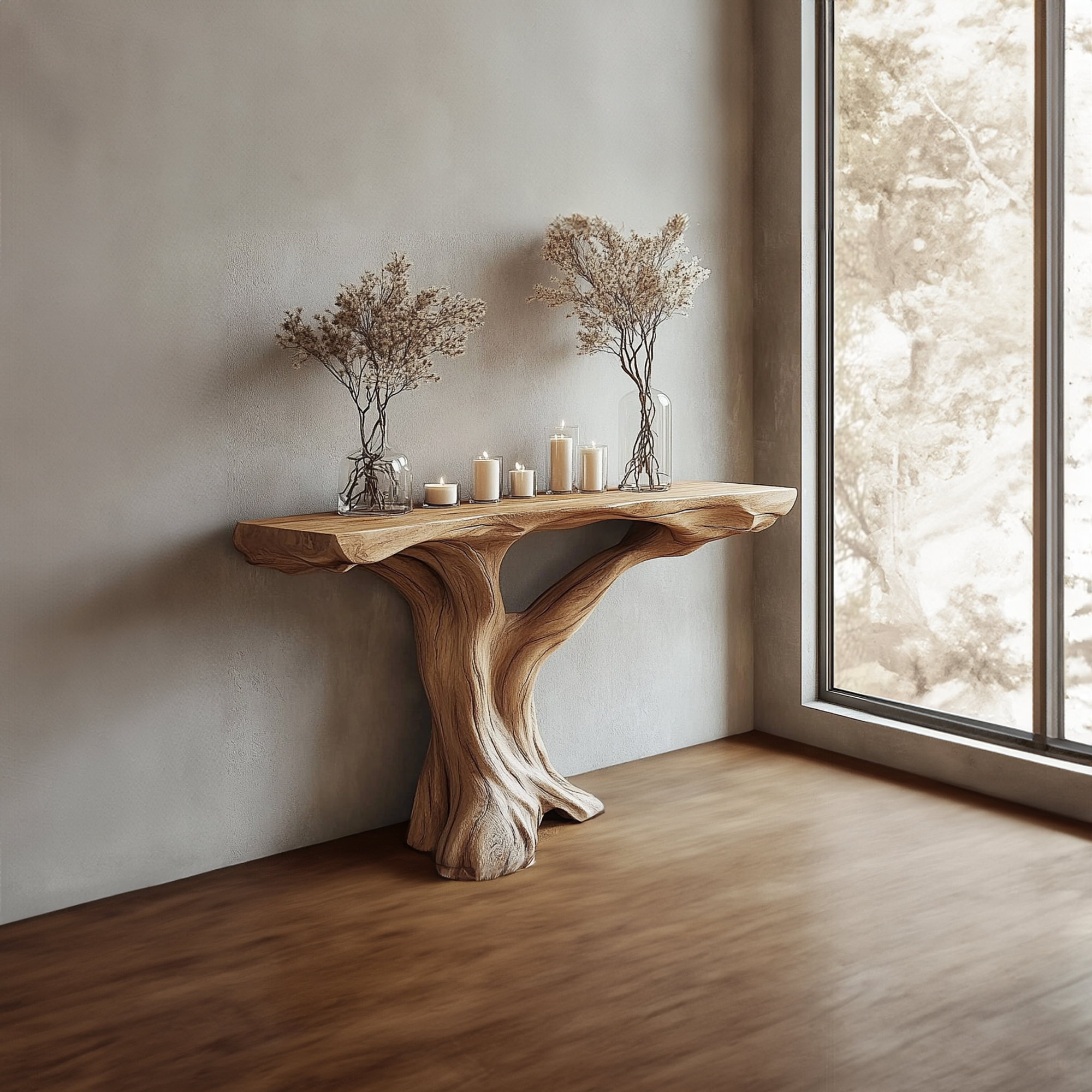 Handmade Tree Base Console Table For Entryway And Living Room SINLKICS353