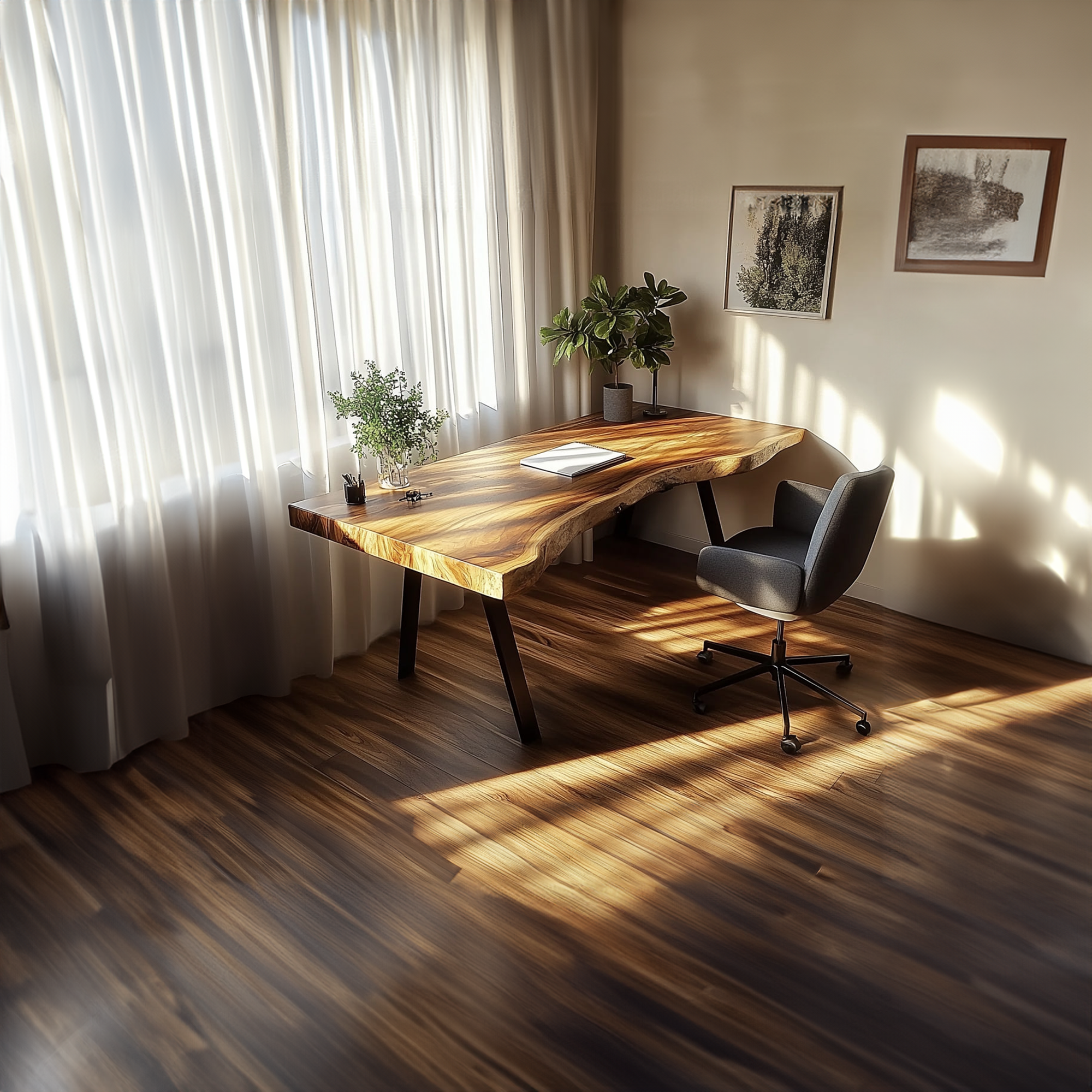 Rustic Live Edge Modern Desk Living Room And Office Space SINLKIDK015