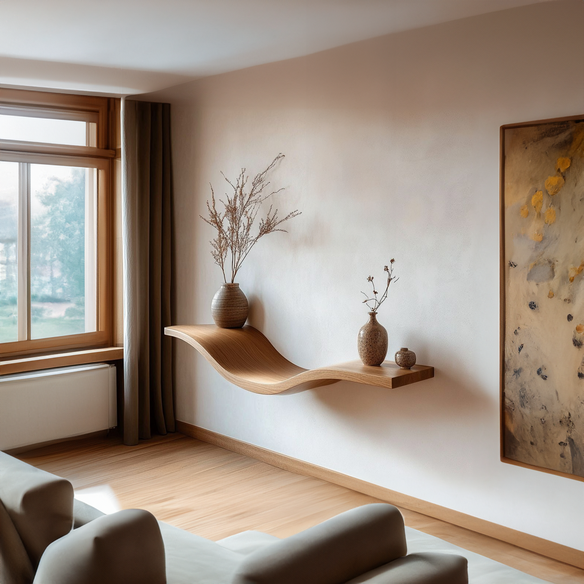Modern Wave Wall Shelf For Living Room And Entryway SINLKIFL288