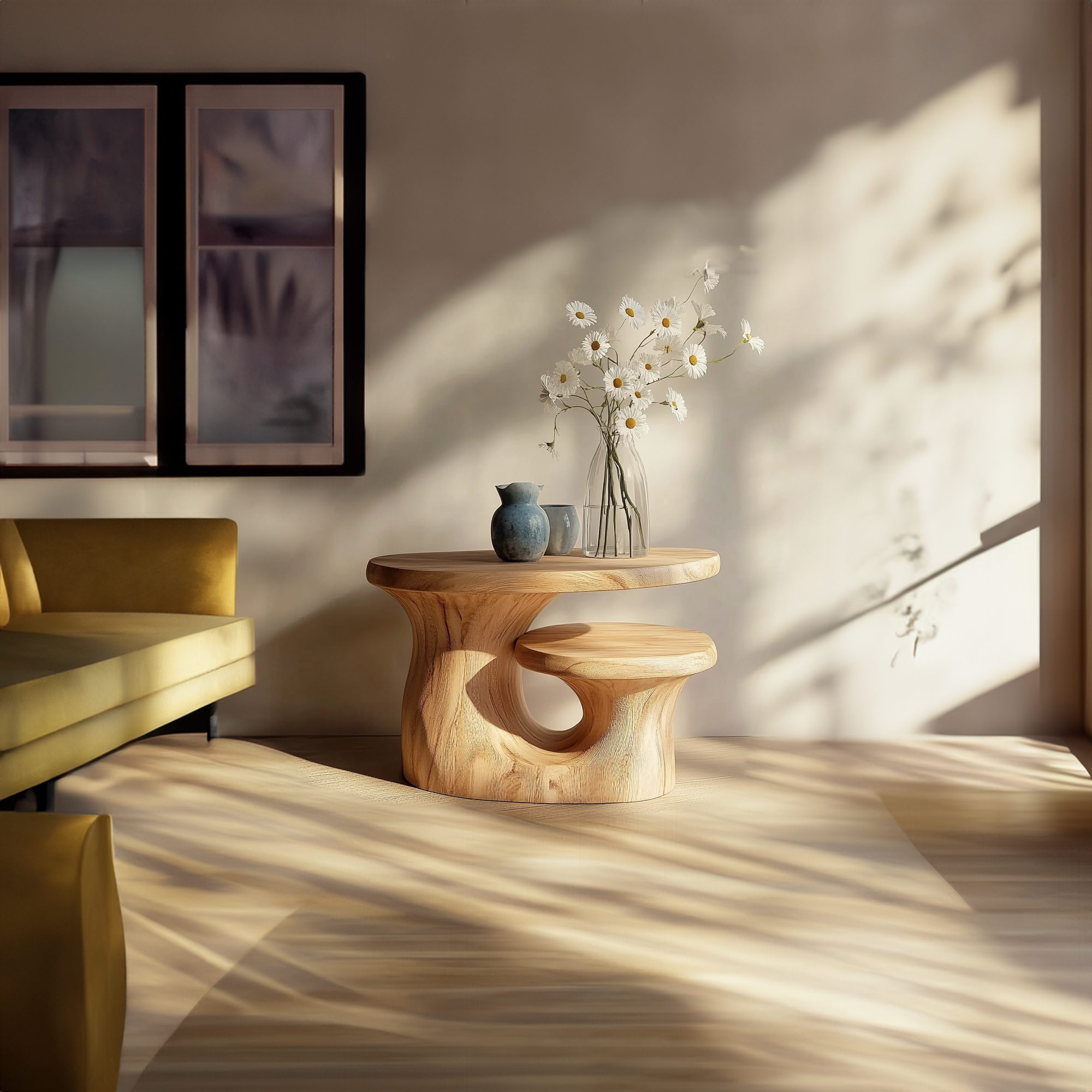 Organic Modern Sculptural Side Table For Living Room SINLKIBT195