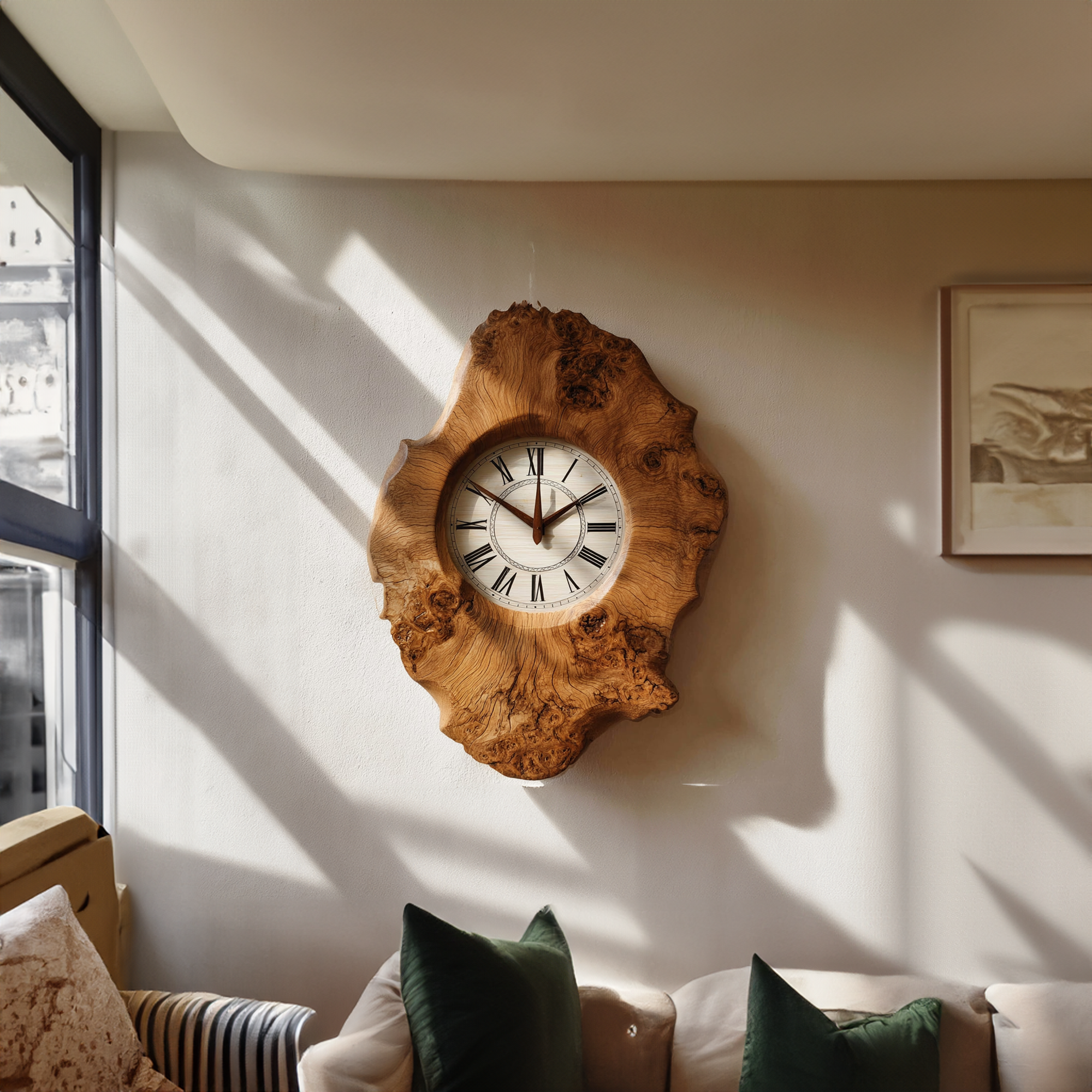 Handcrafted Organic Wood Wall Clock Kitchen Or Dining Room SINLKICK001
