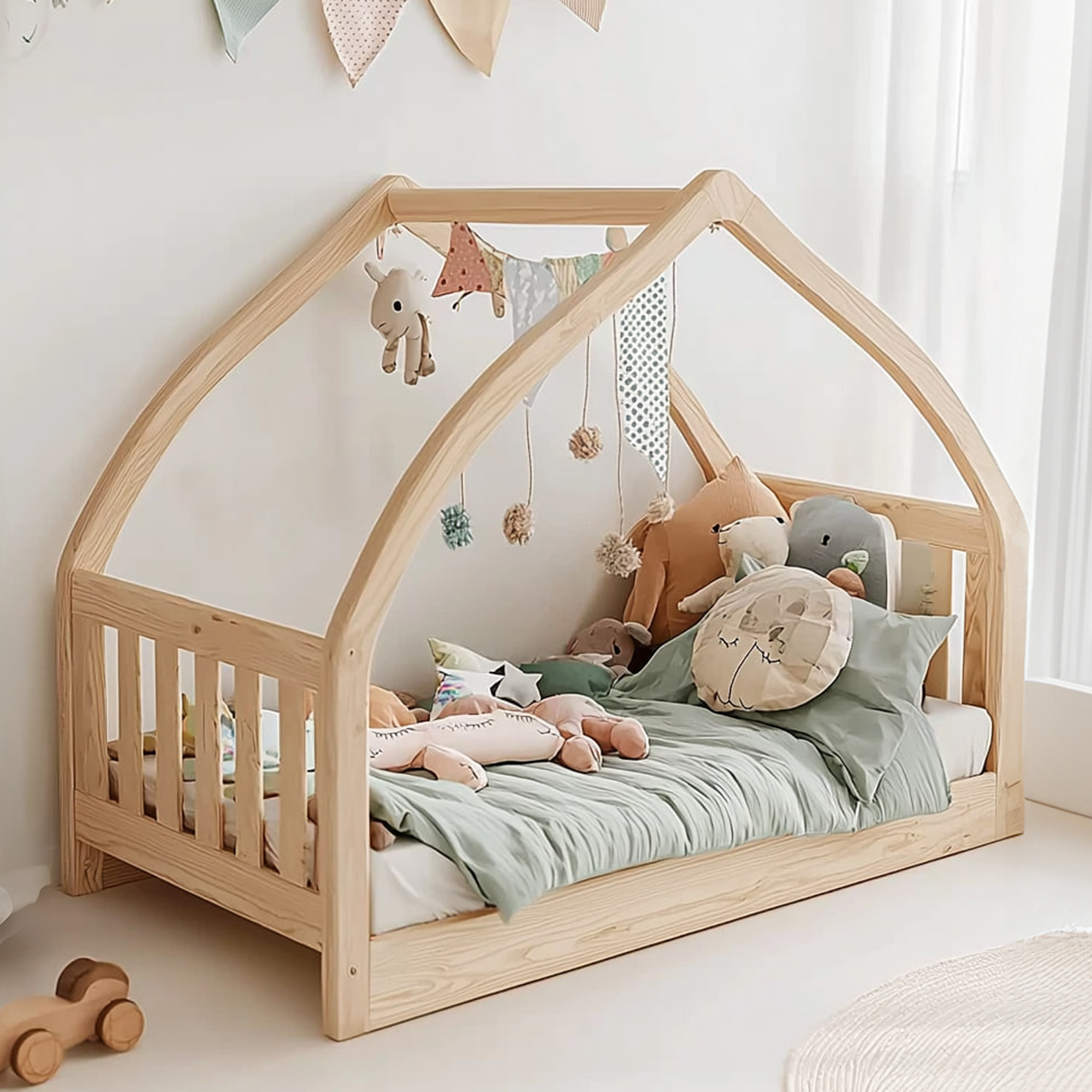 Rustic Montessori Kids Bed Toddler Room Bedroom SINLKIWB56