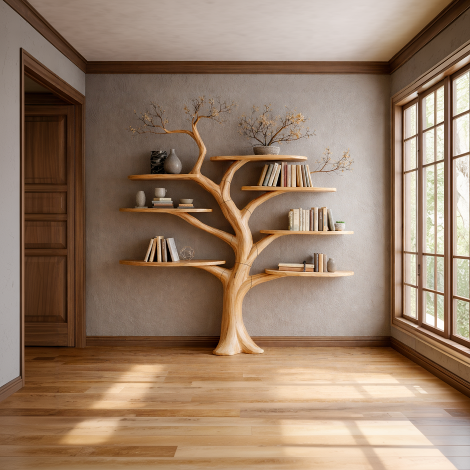 Midcentury Sculptural Tree Bookshelf Living Room SINLKITB636