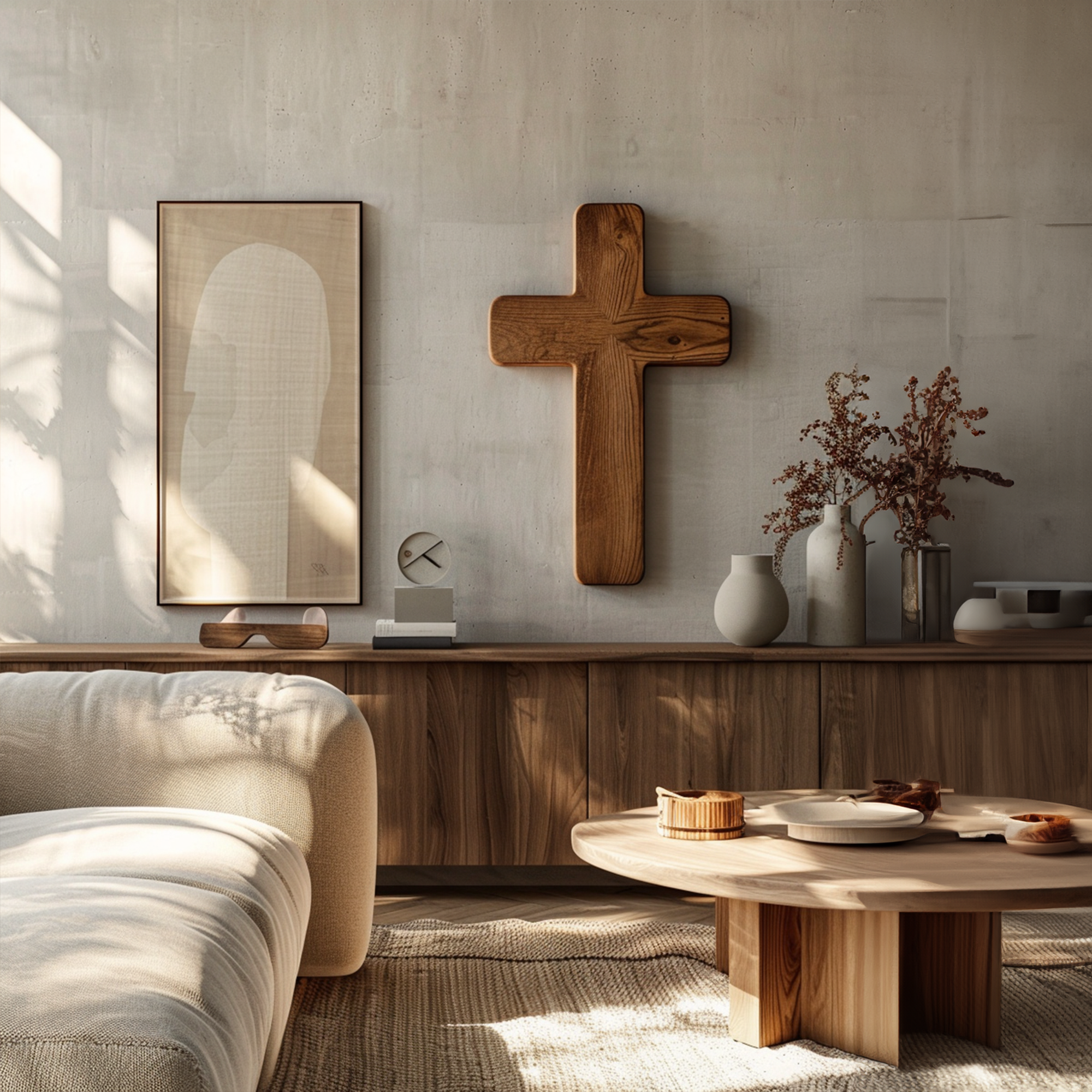 Rustic Minimal Wall Cross Living Room Or Meditation Room SINLKIWD011