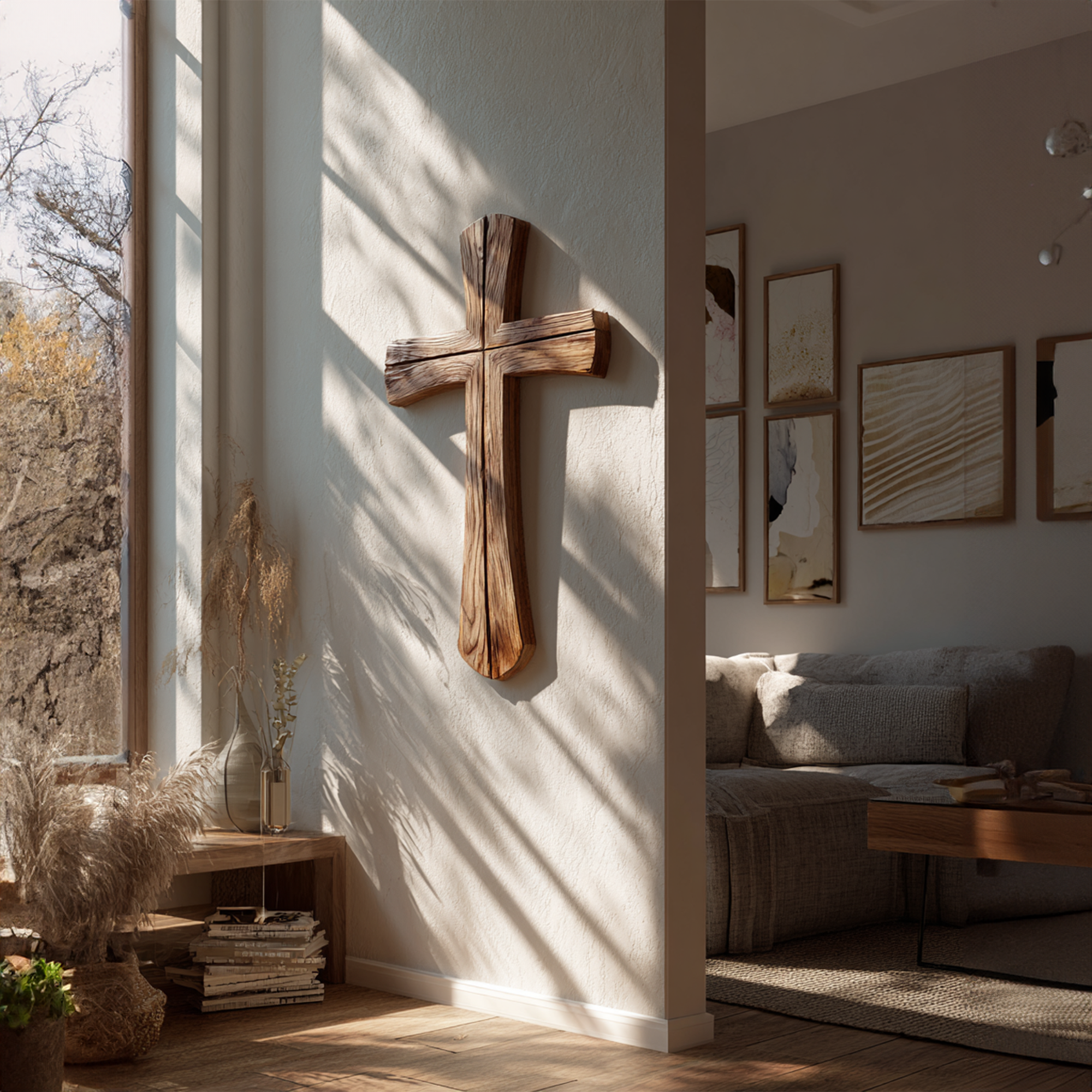 Rustic Wooden Wall Cross Living Room And Study Room SINLKIWD004