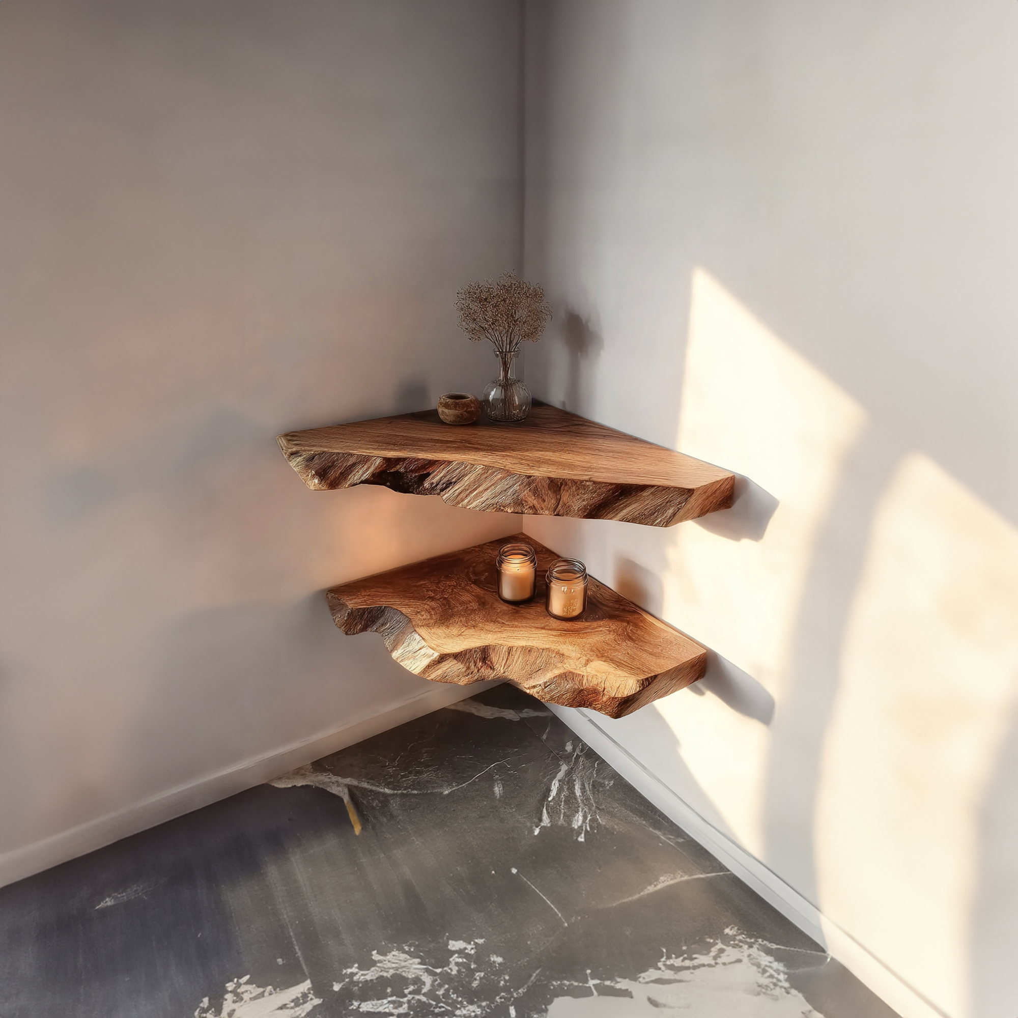 Rustic Floating Corner Shelf Living Room Dining Entryway SINLKIFL200