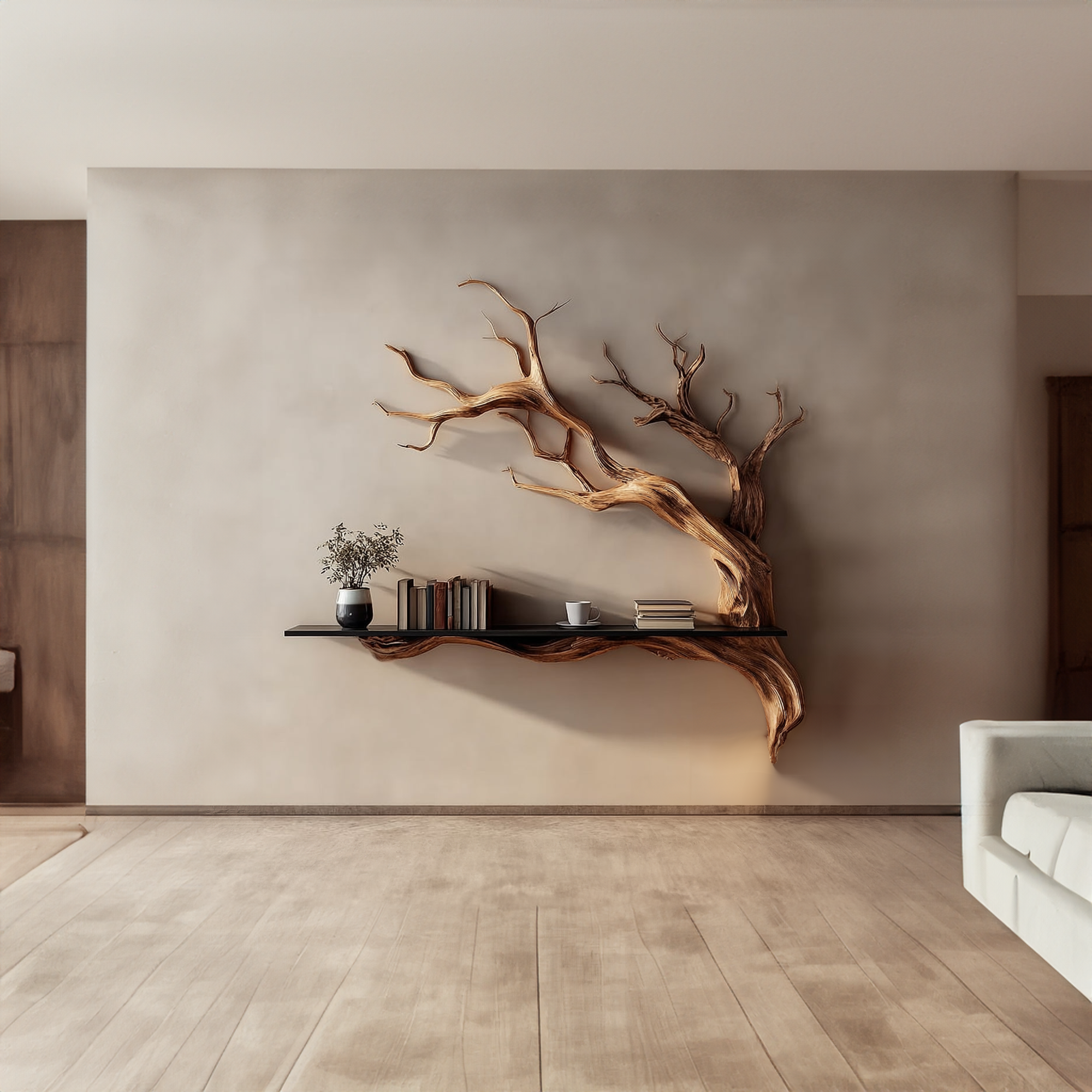 Rustic Tree Branch Wall Shelf Natural Artistic Home Decor SINLKIFL177