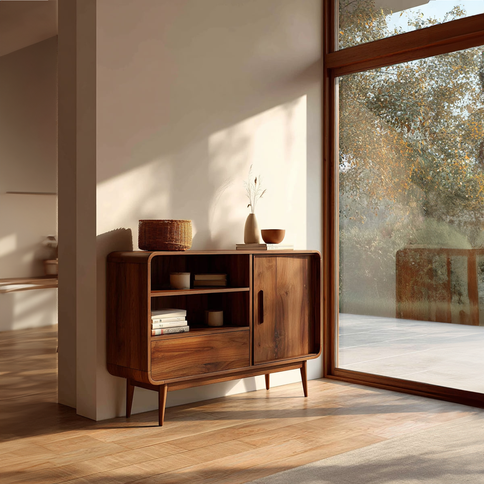 Mid Century Modern Console Cabinet Living Room Or Entryway SINLKISC263