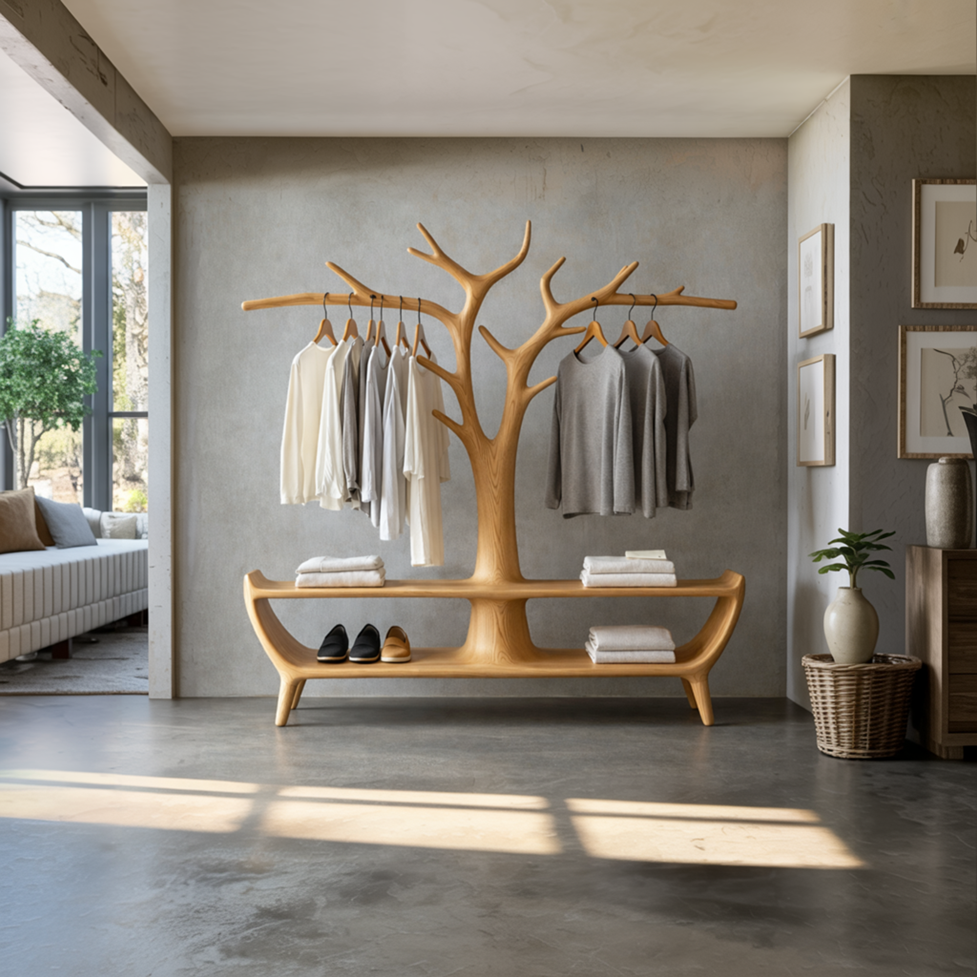 Midcentury Tree Inspired Coat Rack Home Entryway SINLKITCR085