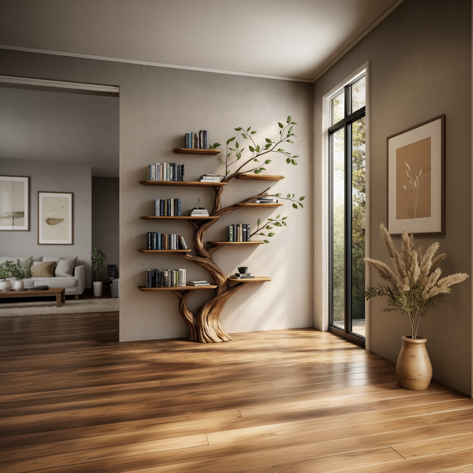 Rustic Wooden Tree Bookcase Home Space SINLKITB627