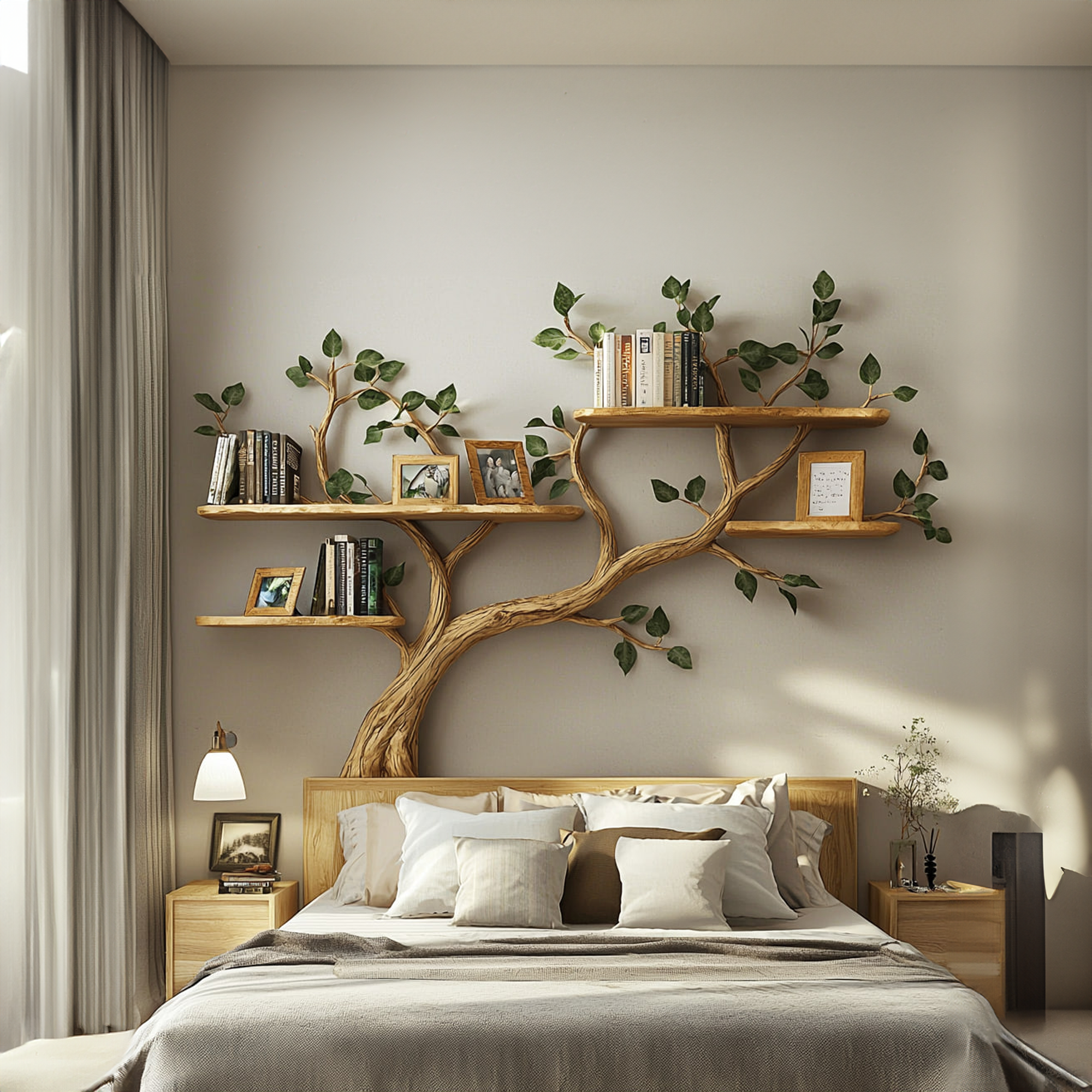 Rustic Tree Branch Wall Art Shelf Contemporary Bedroom SINLKITBS066