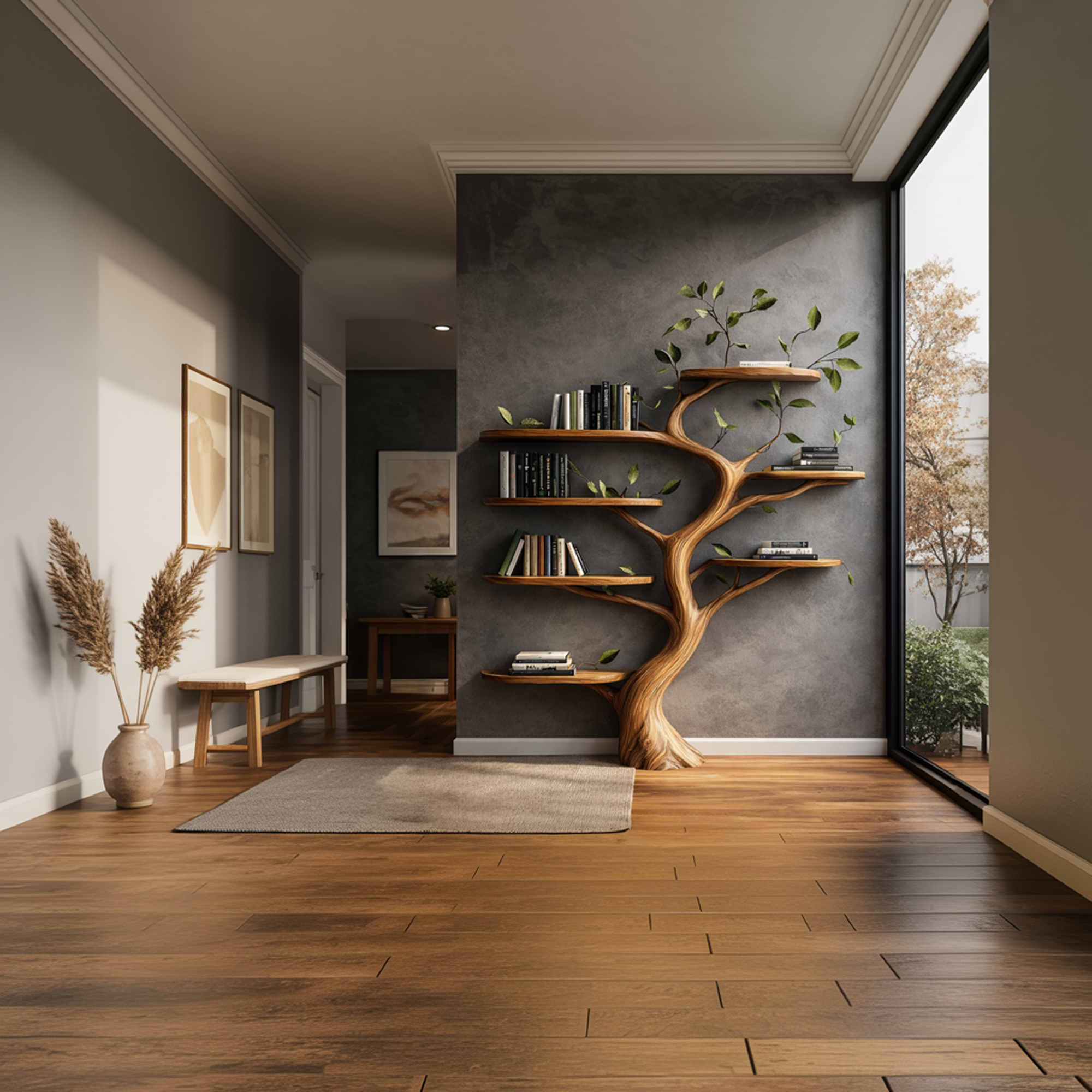 Organic Wood Tree Bookshelf Modern Living Room SINLKITB625