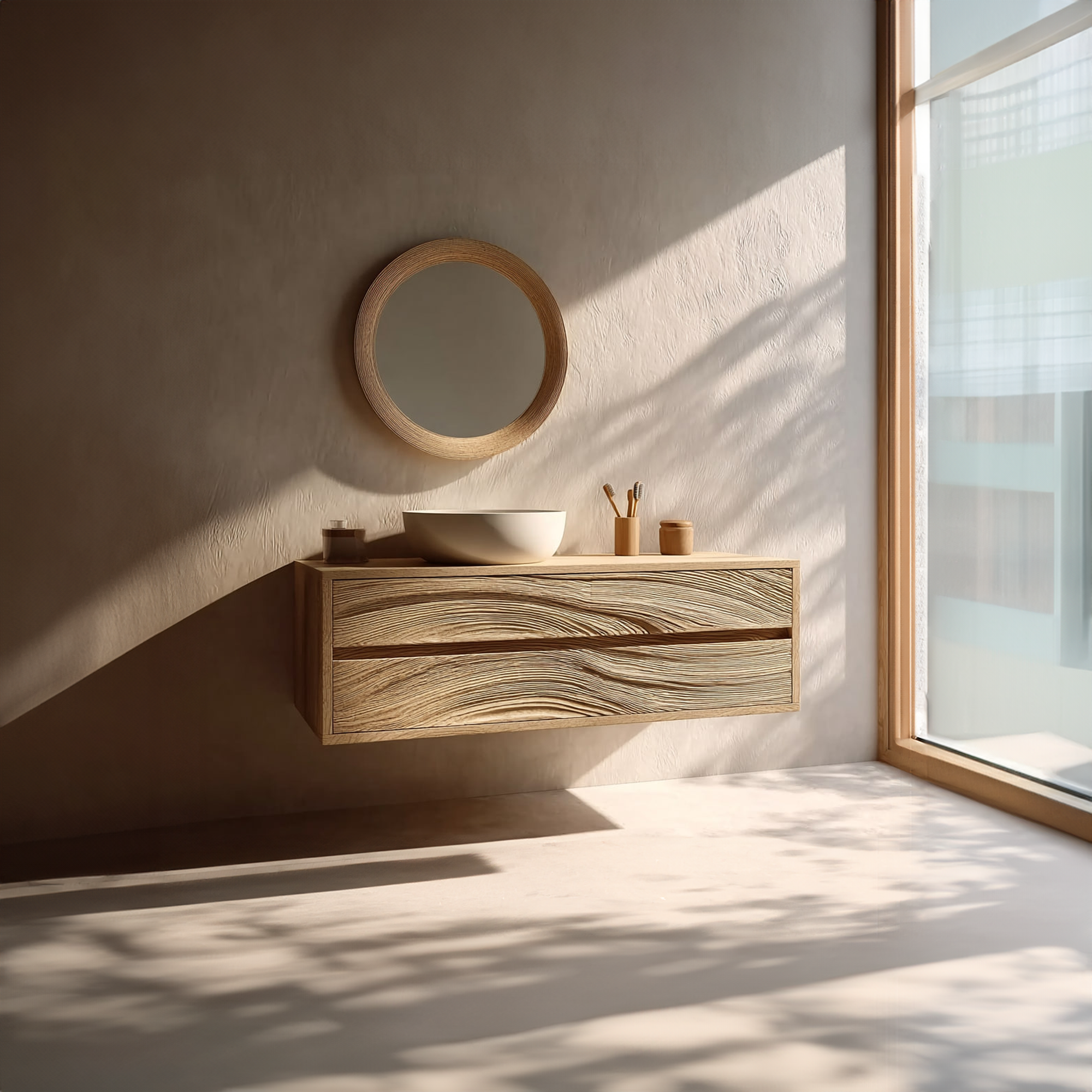 Rustic Bathroom Vanity Cabinet Wall Mounted Wooden Bathroom Storage SINLKIBRV153