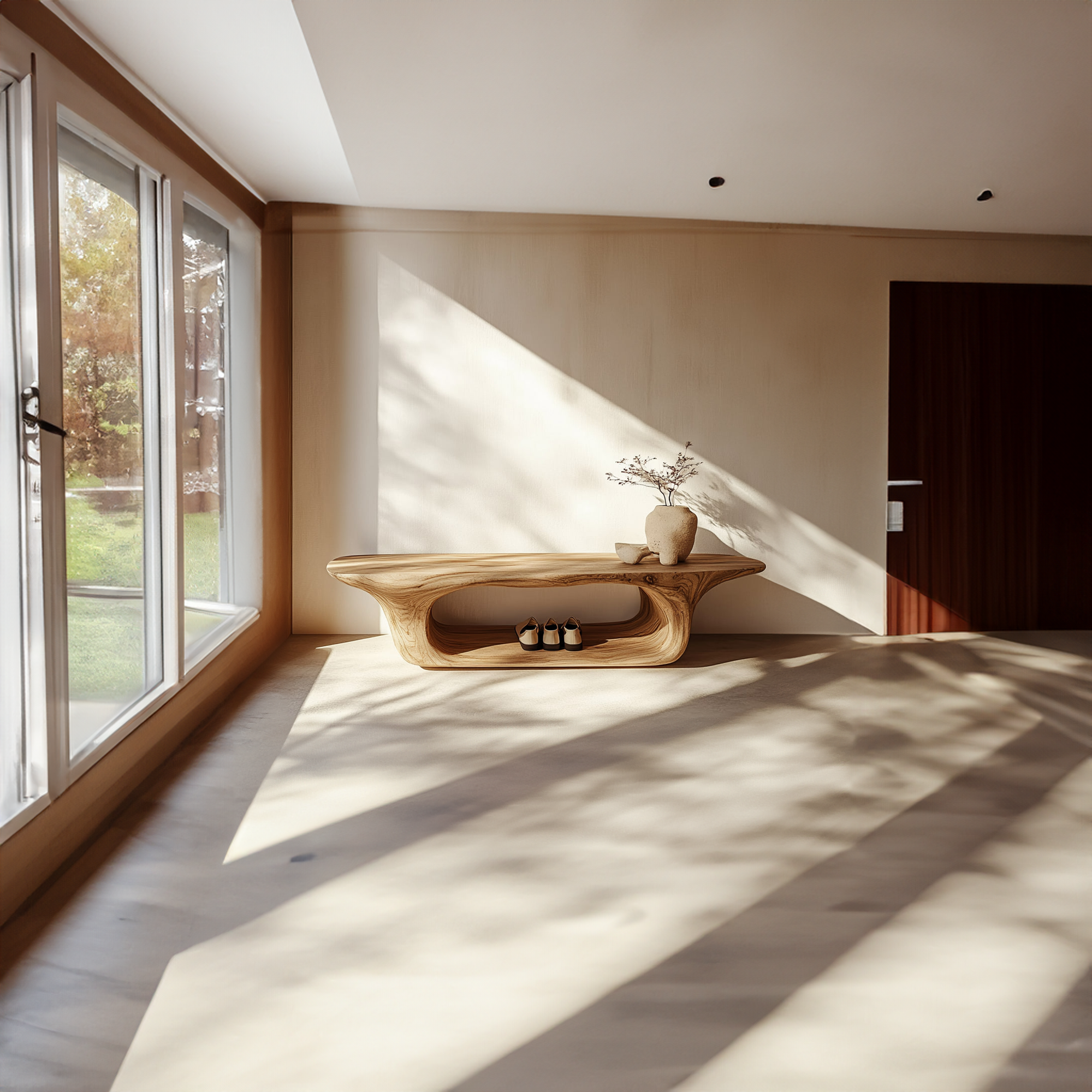 Rustic Modern Wood Shoe Rack Bench Entrance SINLKISB056