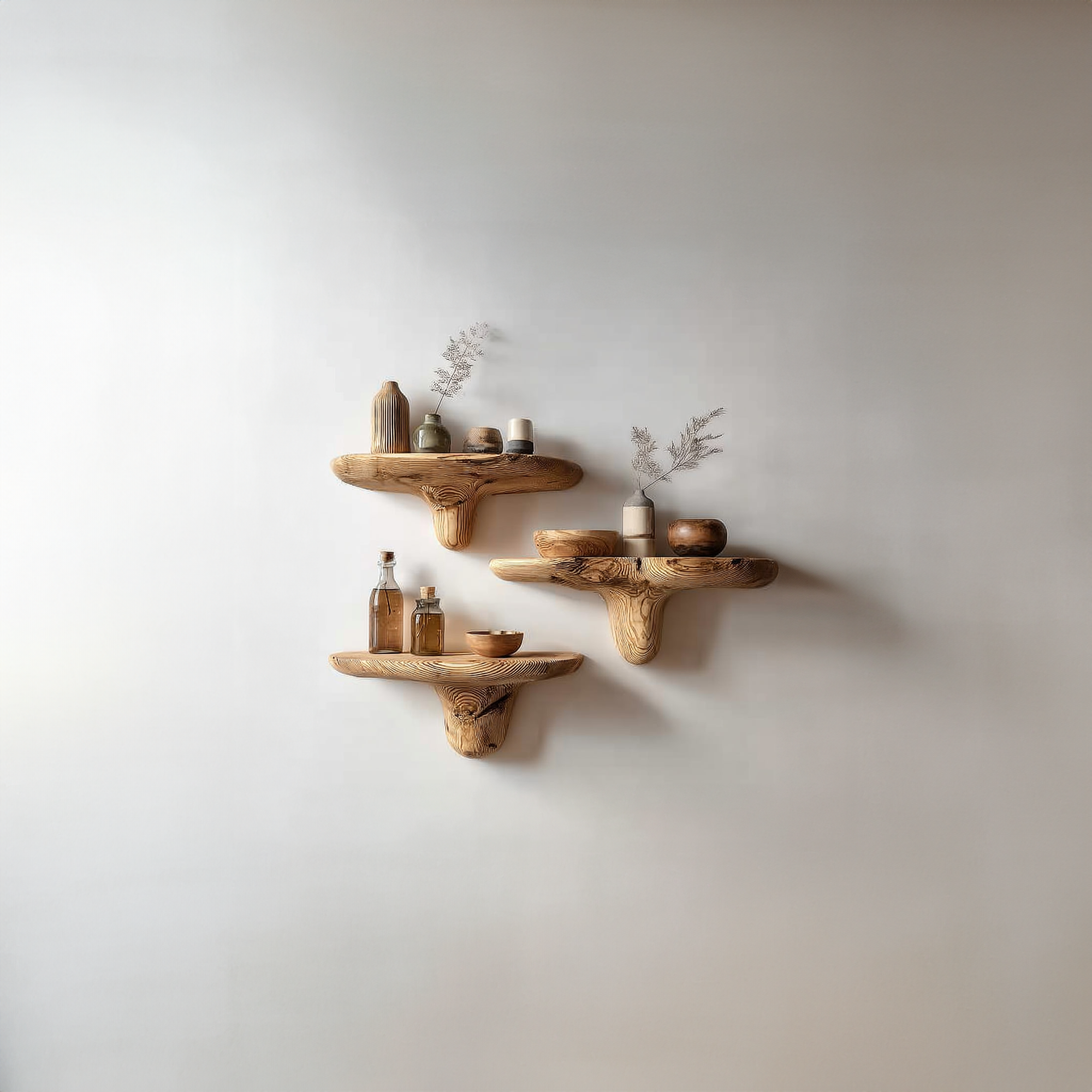 Midcentury Mushroom Floating Shelves Entryway SINLKIFL148
