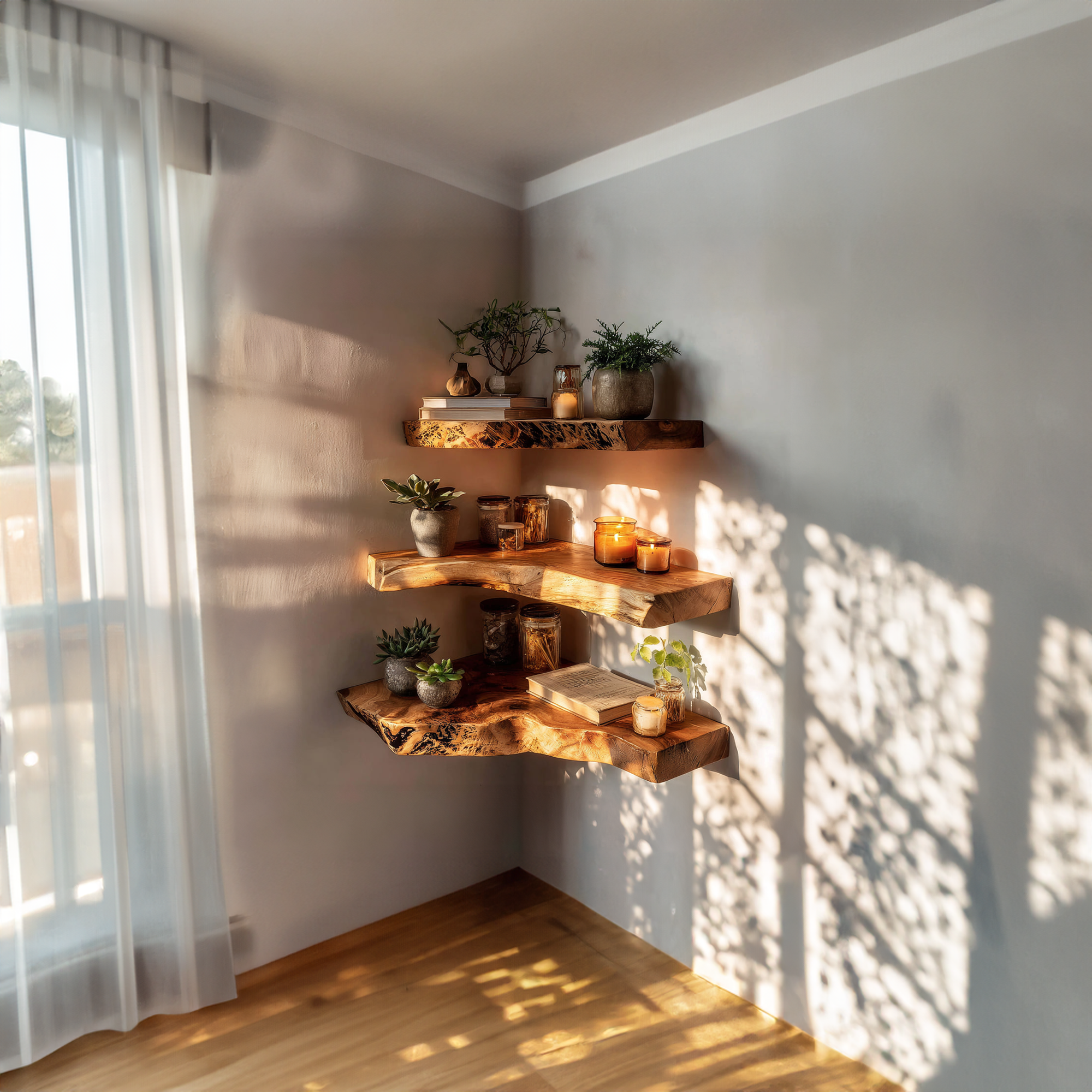 Rustic Floating Corner Display Shelf Bathroom Entryway SINLKIFL205