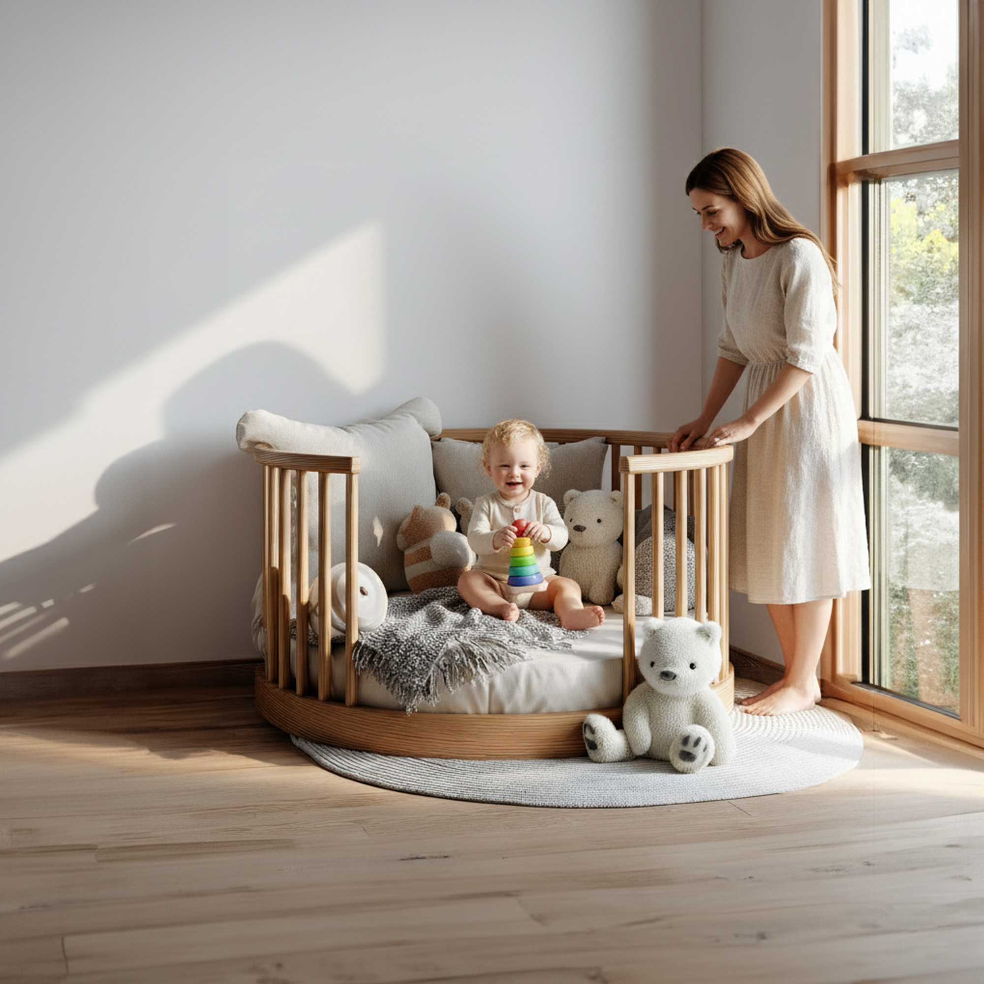 Mid Century Round Daybed Nursery Bedroom SINLKIWB52