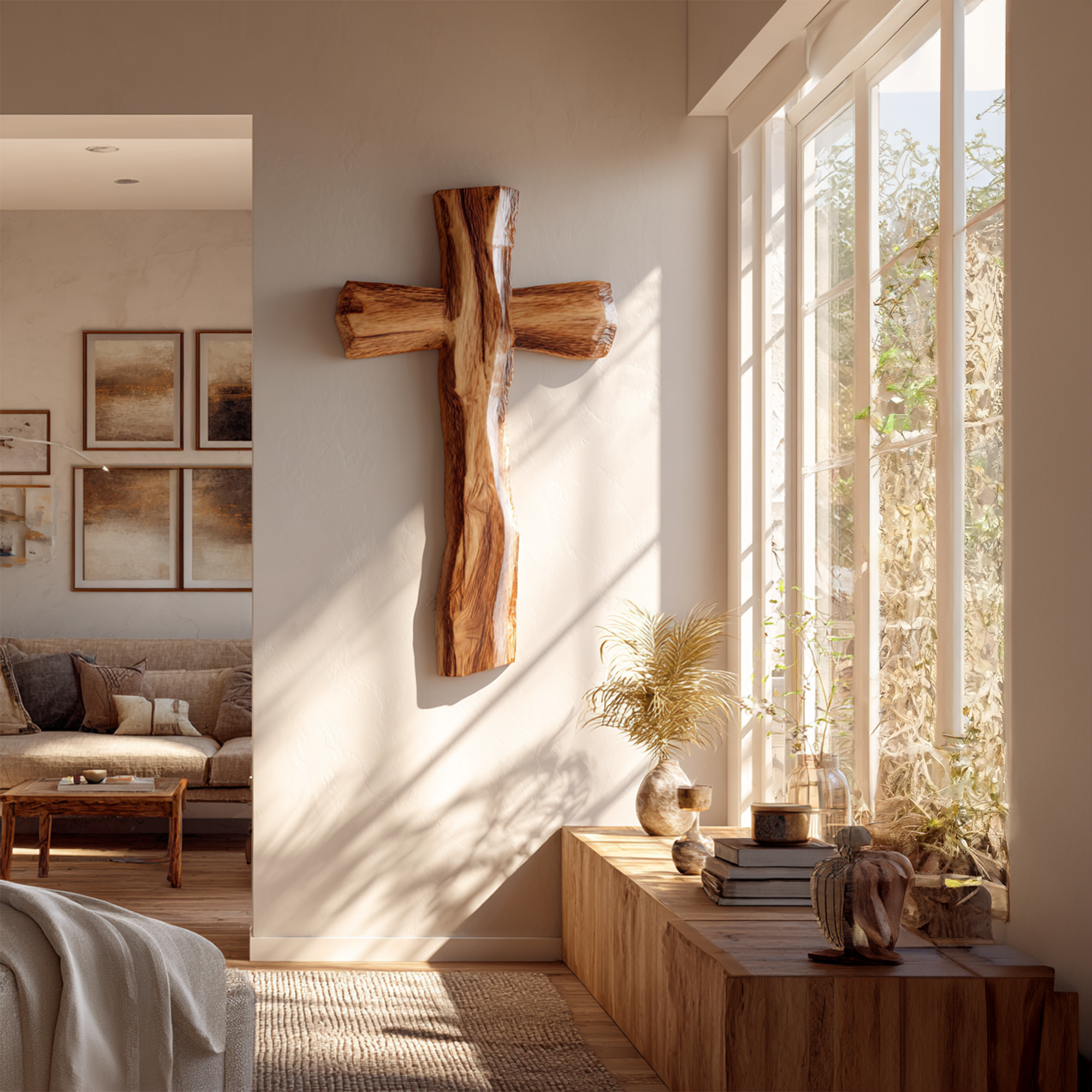 Rustic Spiritual Wall Cross Bedroom And Reading Room SINLKIWD008