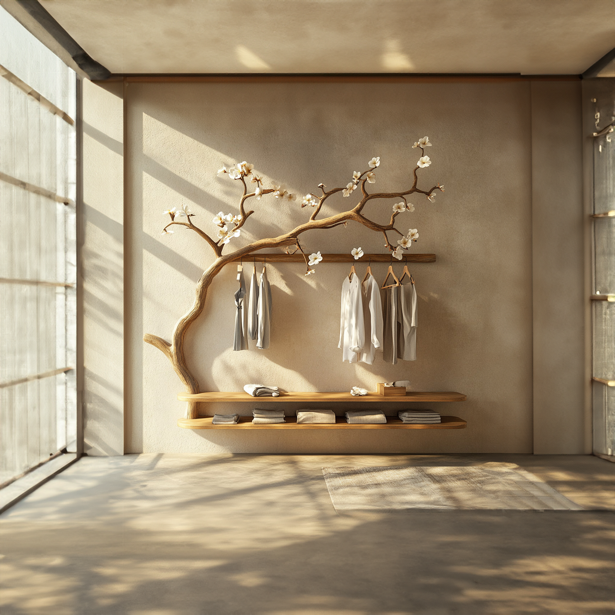 Scandinavian Tree Wardrobe Solid Wood Handcrafted Bedroom Organizer SINLKITCR061