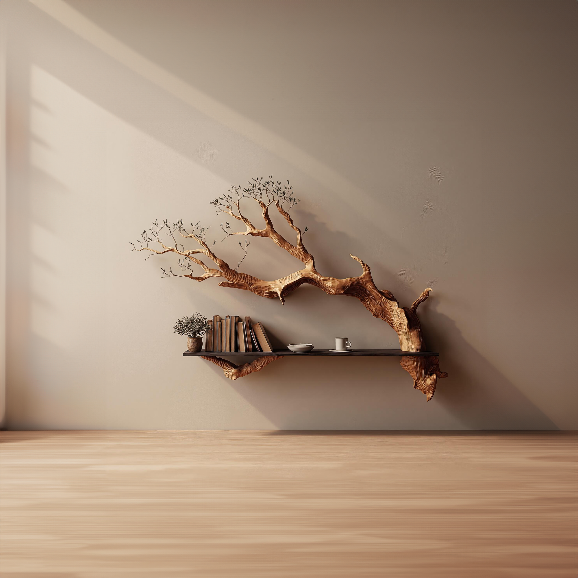 Rustic Tree Branch Floating Shelf Living Room Wall Decor SINLKIFL175