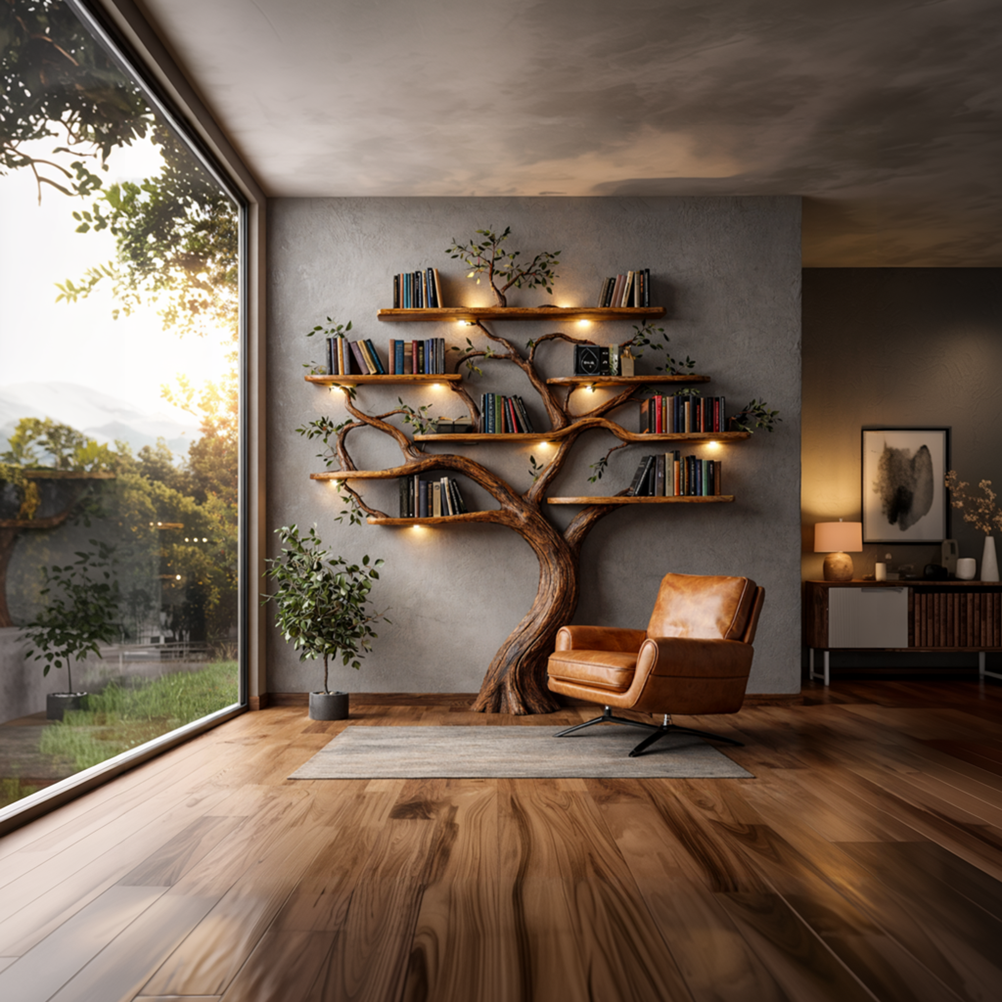 Organic Modern Large Tree Bookshelf For Home SINLKITB675