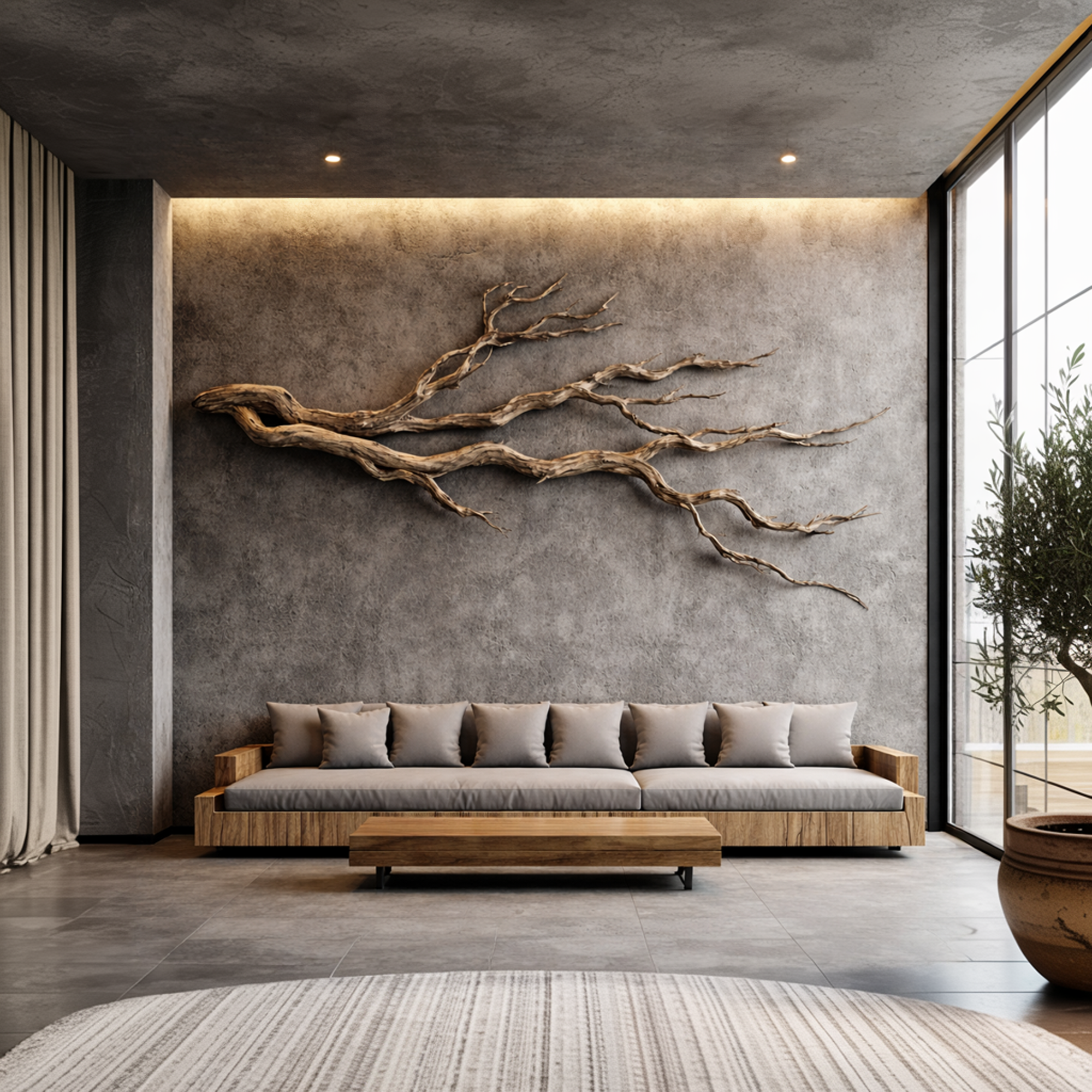 Twisted Branch Solid Wood Wall Sculpture Organic Modern Decor SINLKIWD032