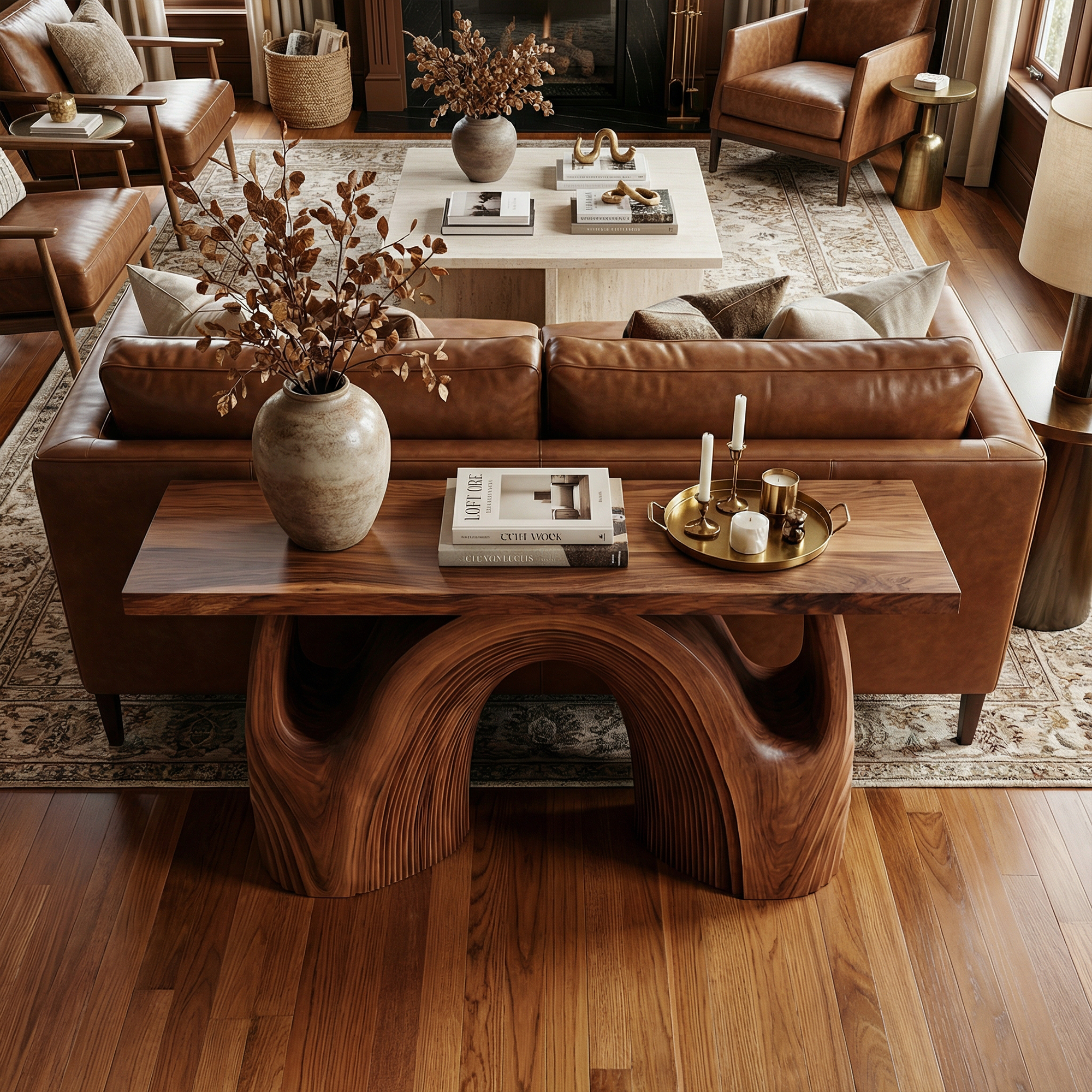 Organic Double Arch Console Table Sofa Back Living Room SINLKICS500