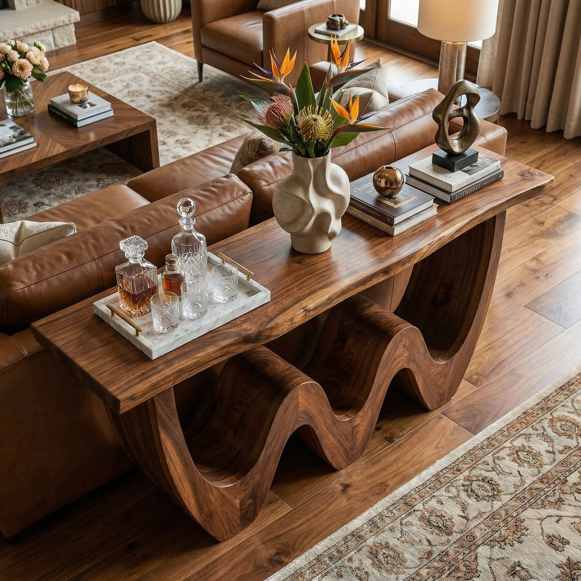 Rustic Triple Wave Console Table Entryway Hallway Living Room SINLKICS501