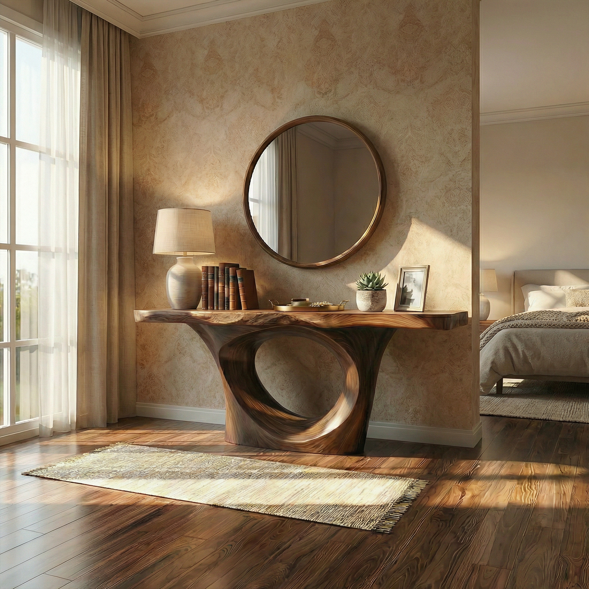 Artistic Circular Base Console Table Entryway Hallway Living Room SINLKICS503