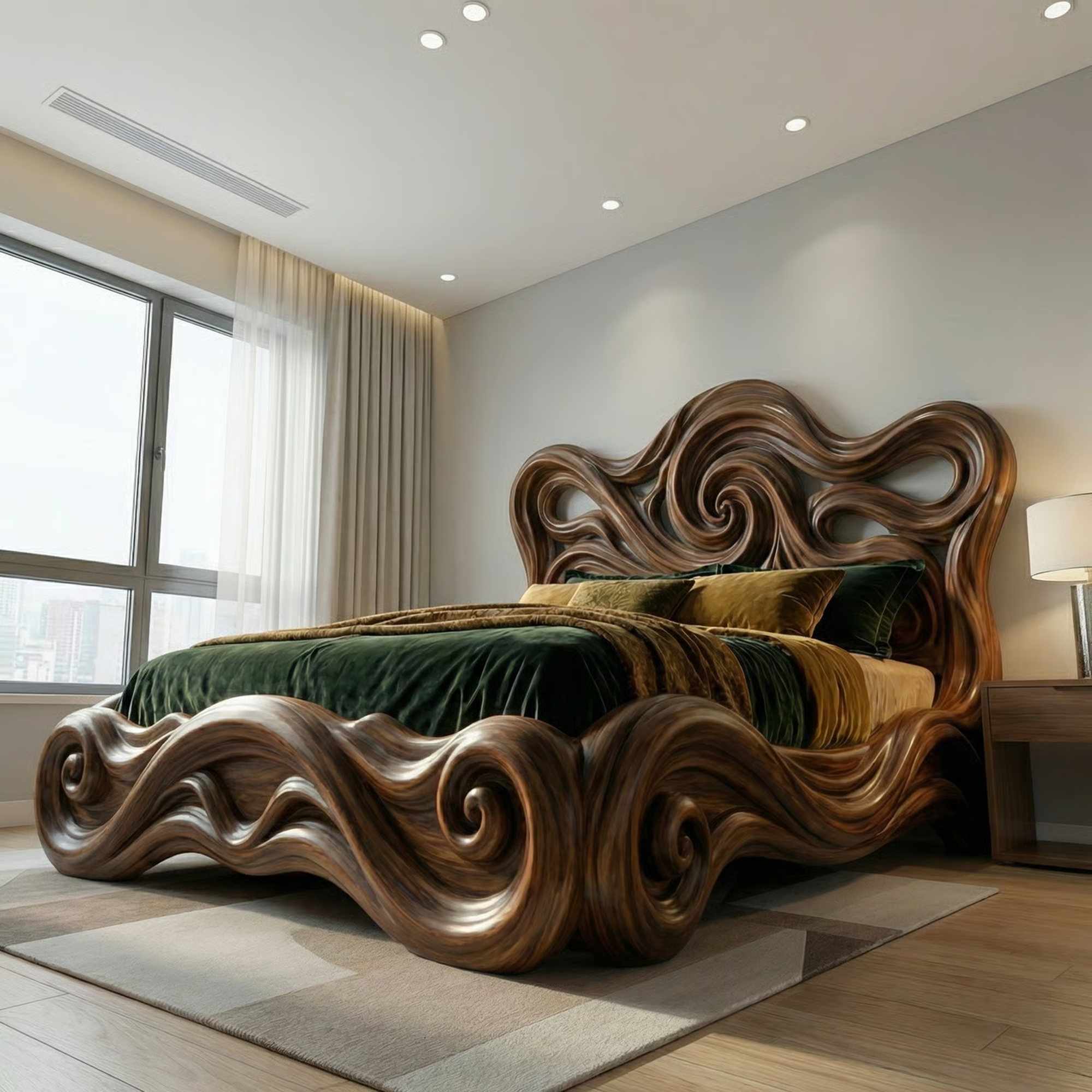 Rustic Organic Platform Bed For Bedroom Or Resting Room SINLKIWB104
