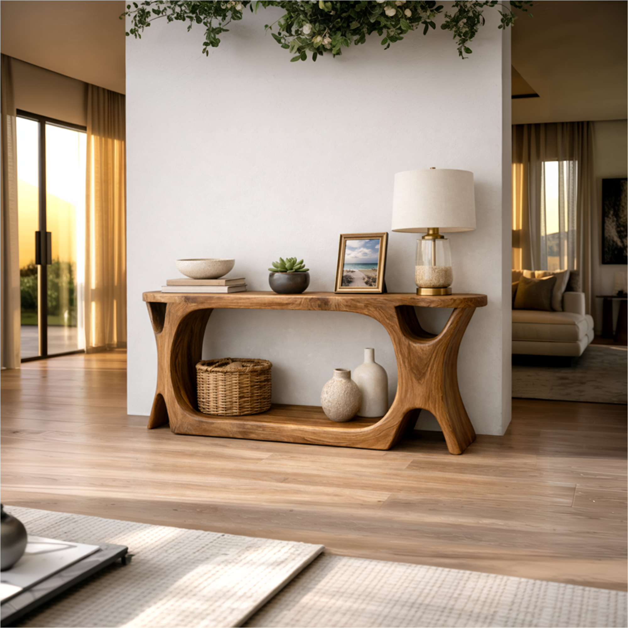 Rustic Organic Console Table Sculptural Statement Furniture For Living Room SINLKICS455