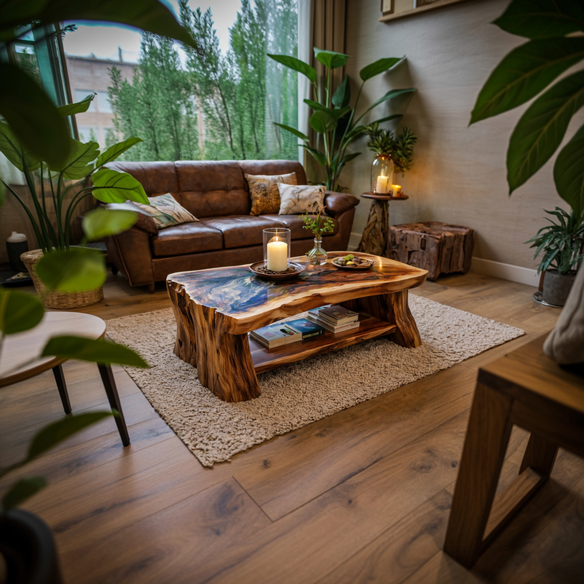 Reclaimed Slab Wood Coffee Table Living Room SINLKICF279