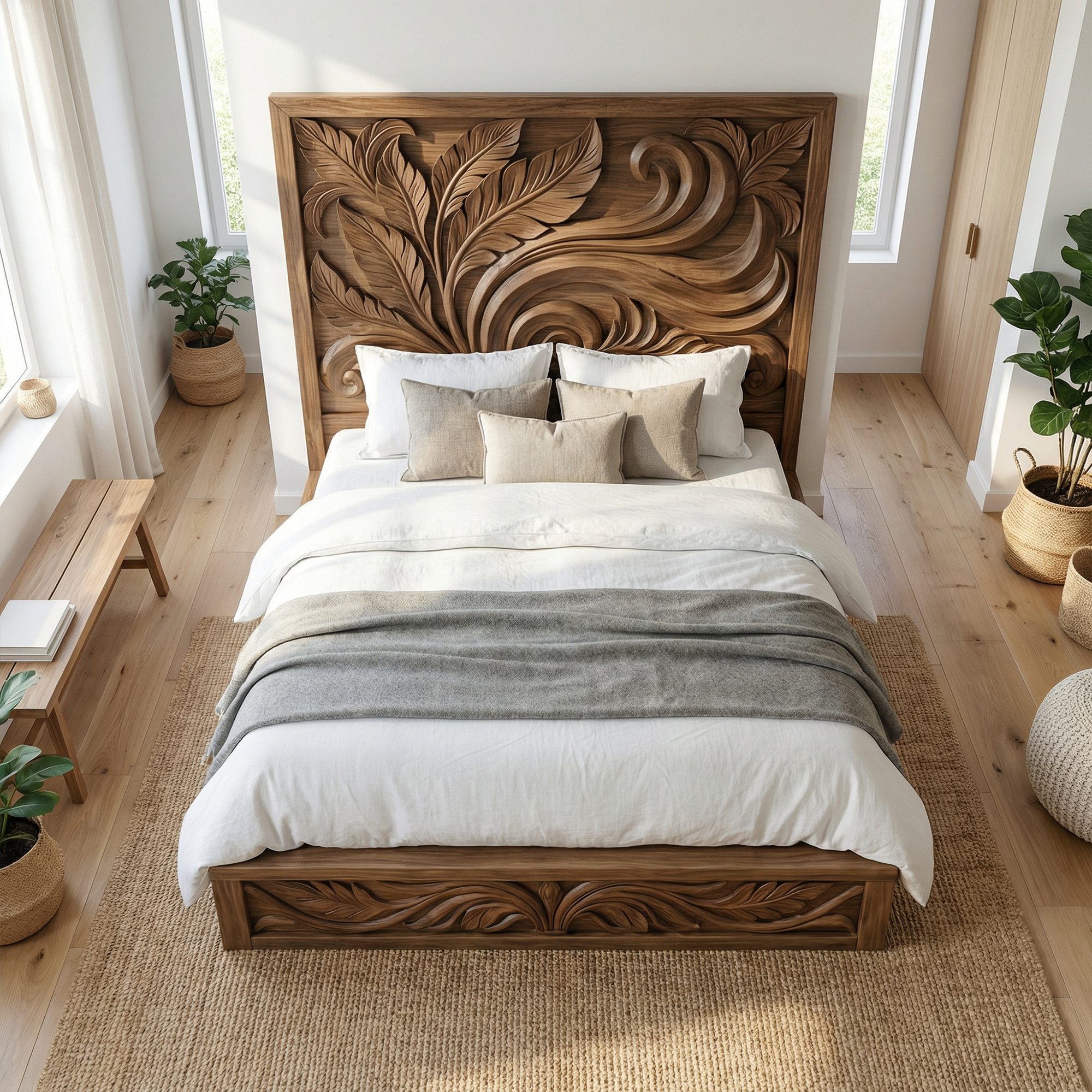 Rustic Artistic King Bed Frame For Bedroom And Private Interior SINLKIWB112