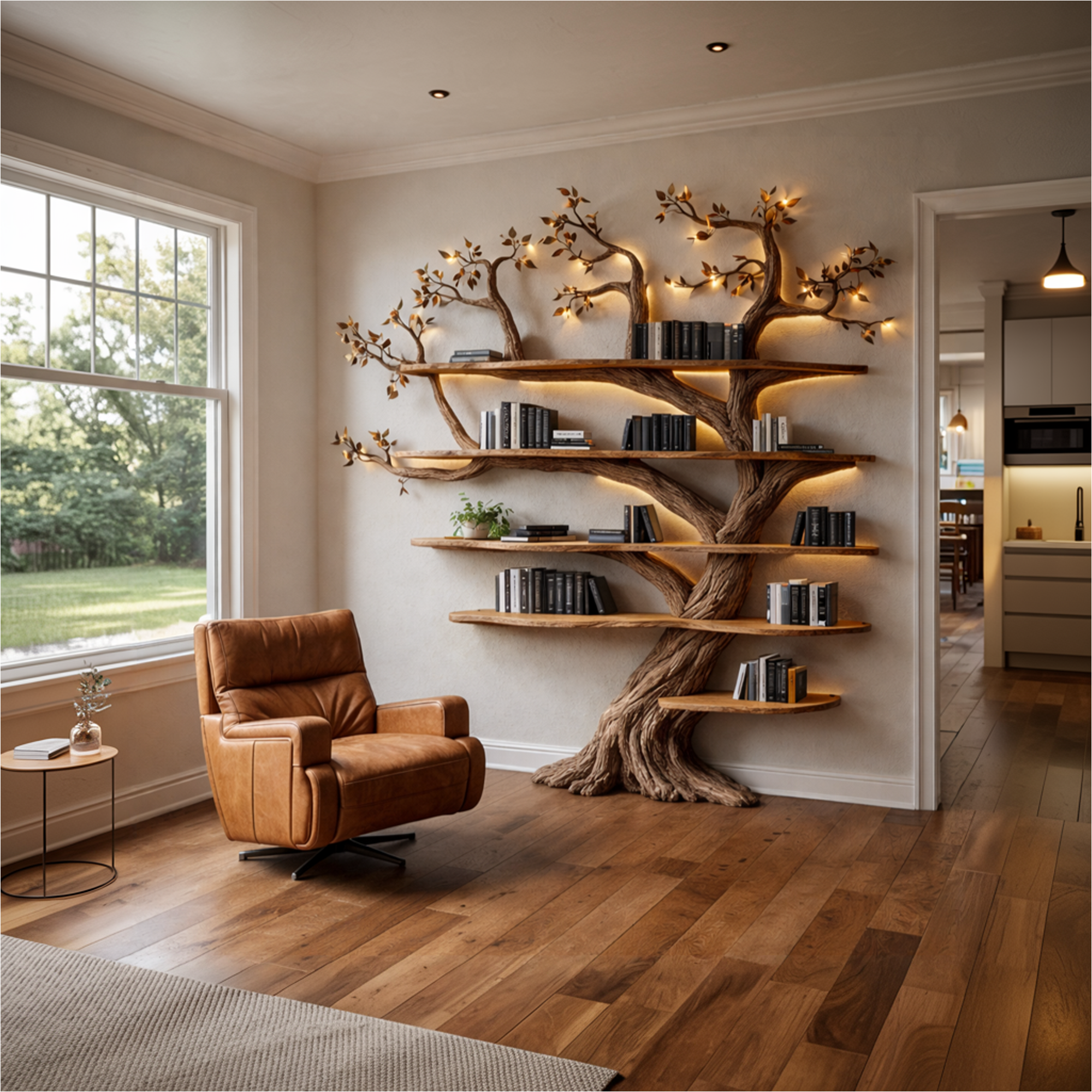 Rustic Artisan Tree Bookshelf Statement Piece For Living Space SINLKITB687