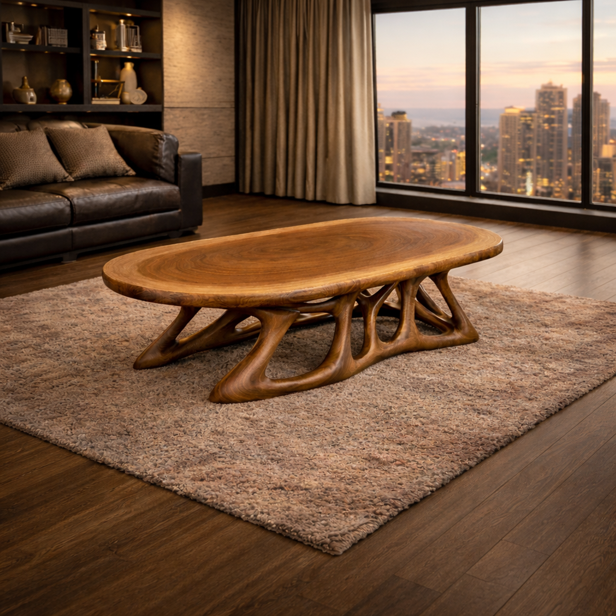 Organic Root Inspired Solid Wood Coffee Table Modern Living Room Interior SINLKICF304