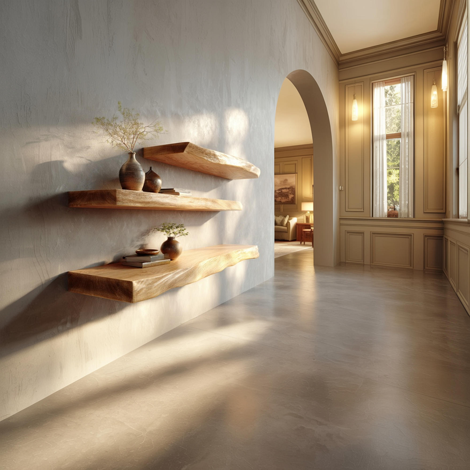 Thick Edge Solid Wood Floating Shelves Natural Minimal Interior Decor SINLKIFL388