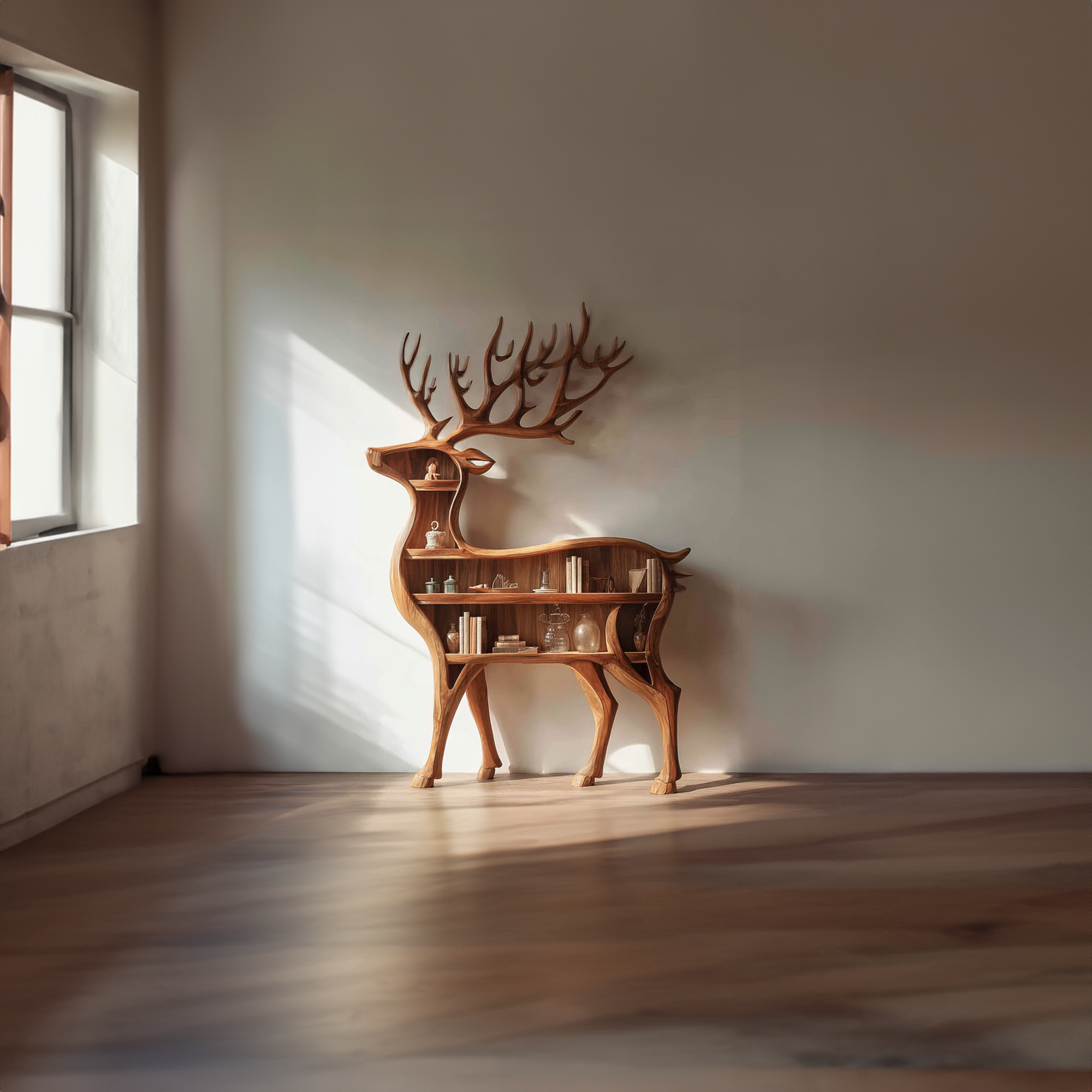 Rustic Deer Bookshelf Living Room Or Entryway Decorative SINLKISC096