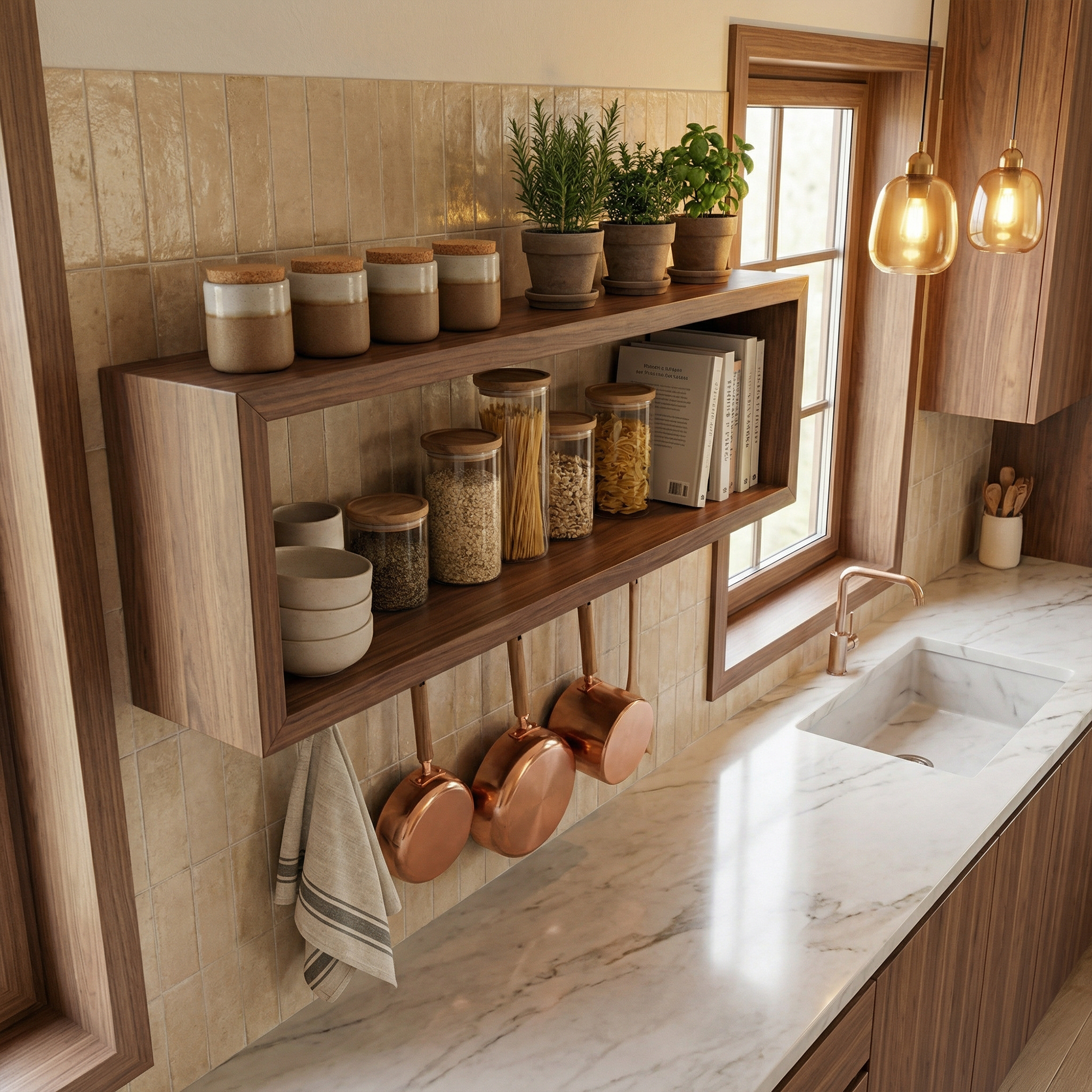 Rustic Box Style Kitchen Wall Shelf Solid Wood Display Unit SINLKIFL475