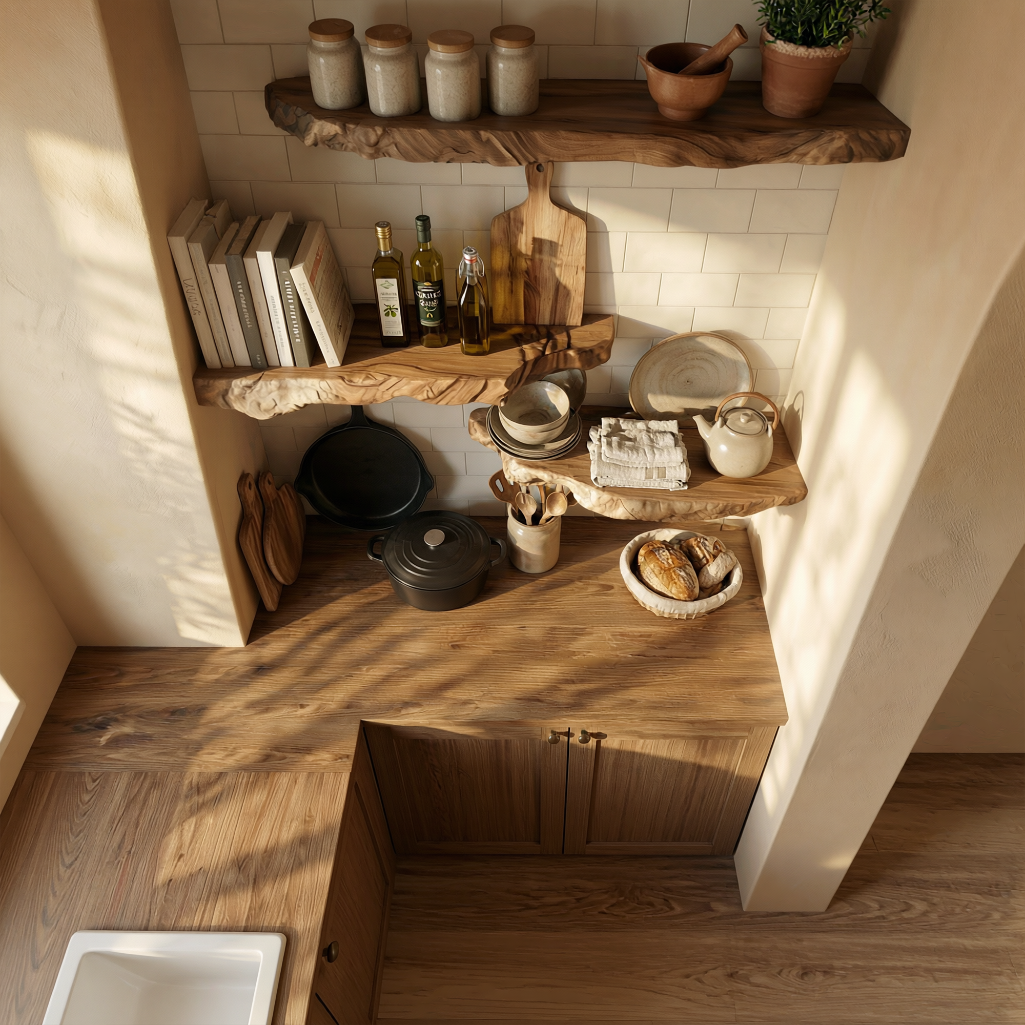Modern Organic Live Edge Floating Wall Shelves Natural Wood Accent Display SINLKIFL497