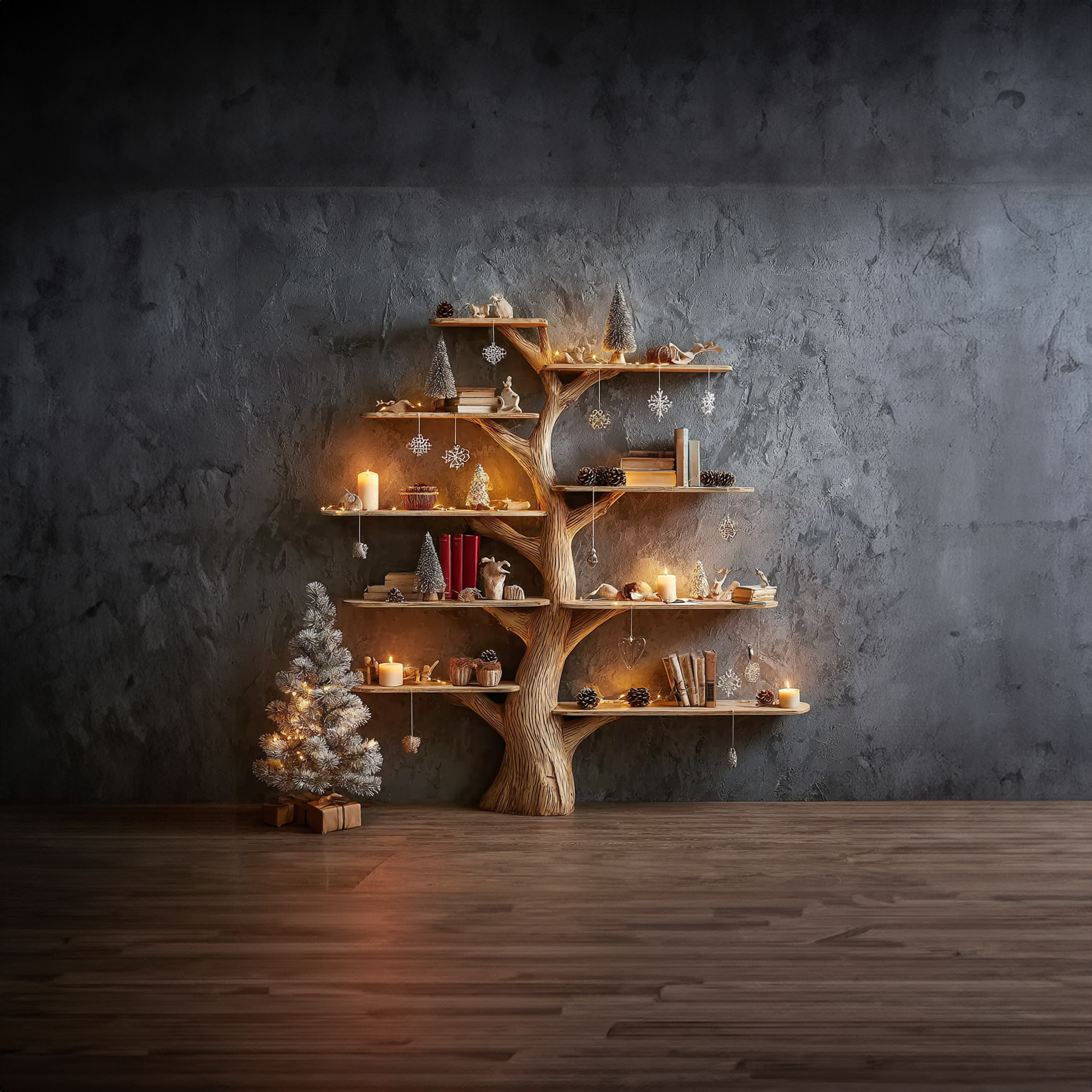 Mid Century Tree Bookshelf Seasonal Bedroom SINLKITB273
