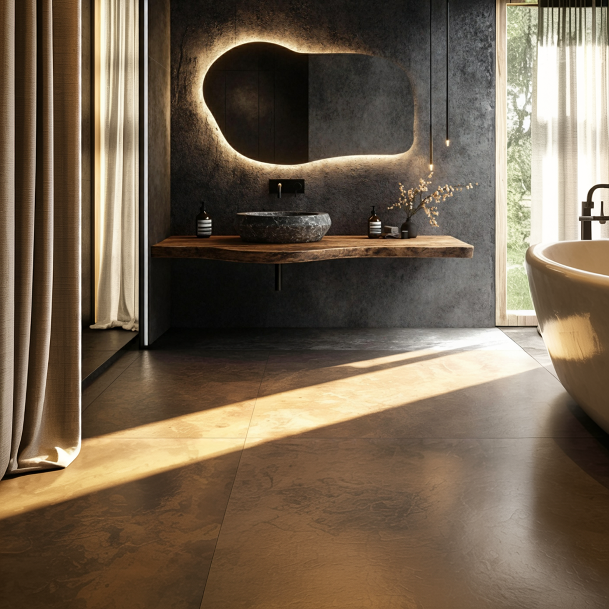 Organic Live Edge Bathroom Vanity Floating Counter Wood Shelf SINLKIBRV256SHNA