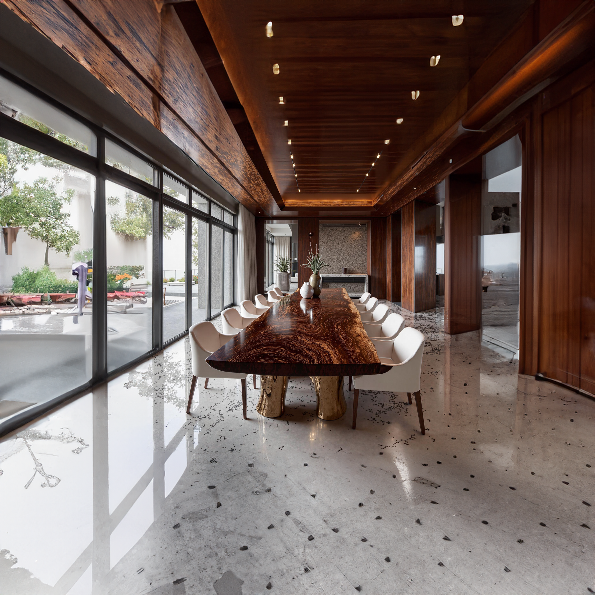 Rustic Live Edge Solid Wood Dining Table Dining Room SINLKIDT093