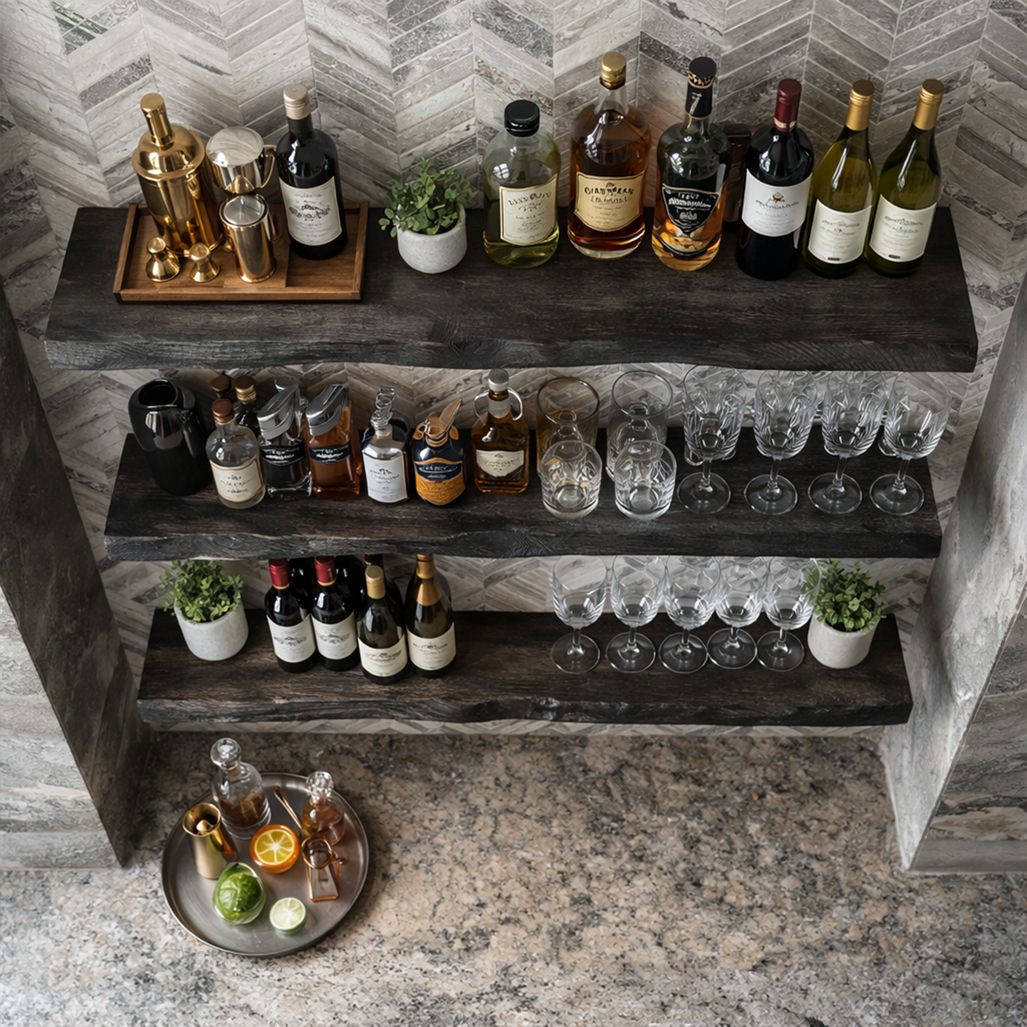 Industrial Solid Wood Floating Bar Shelves Wall Mounted Display Rack SINLKIFL506