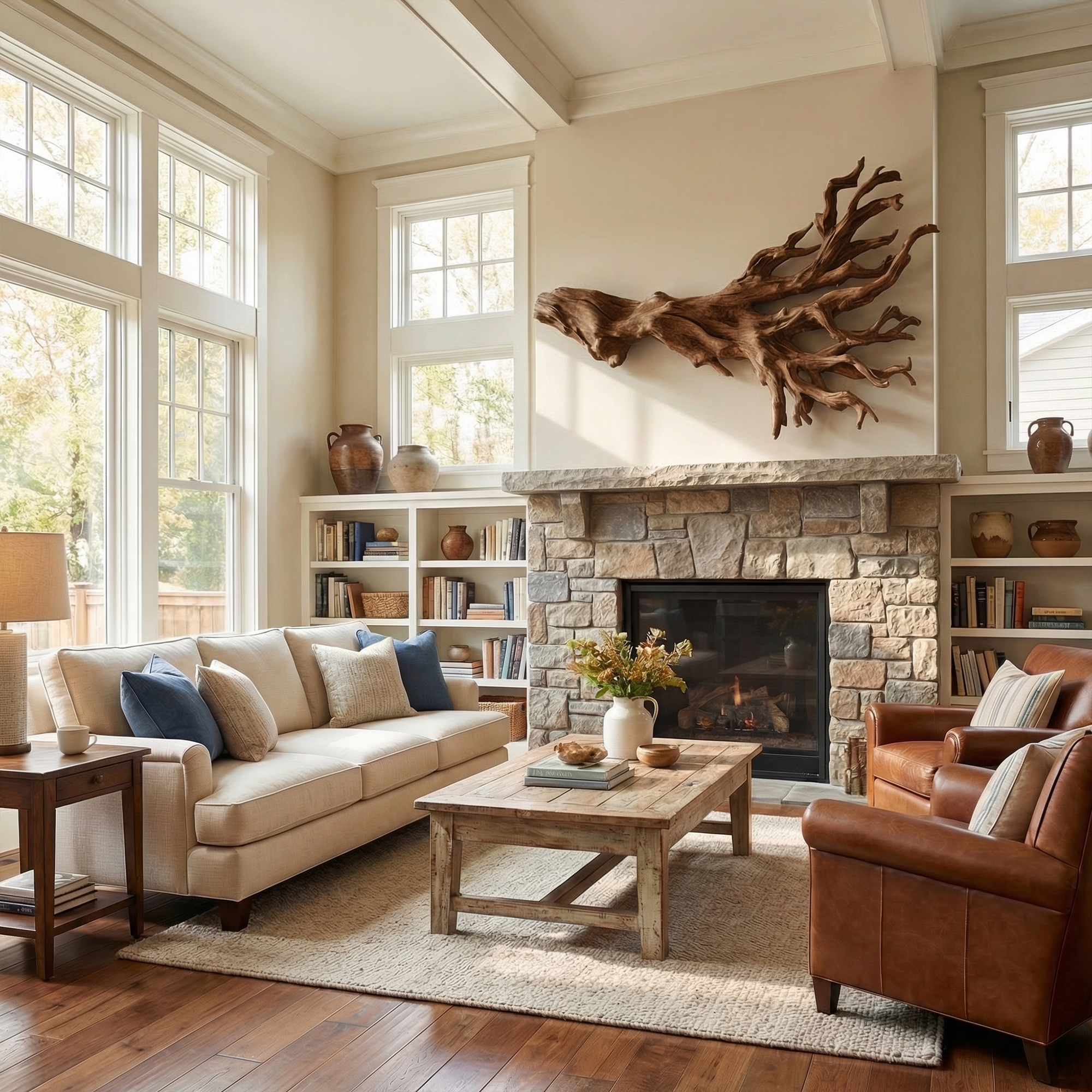 Rustic Driftwood Branch Wall Sculpture Living Room SINLKIWD053